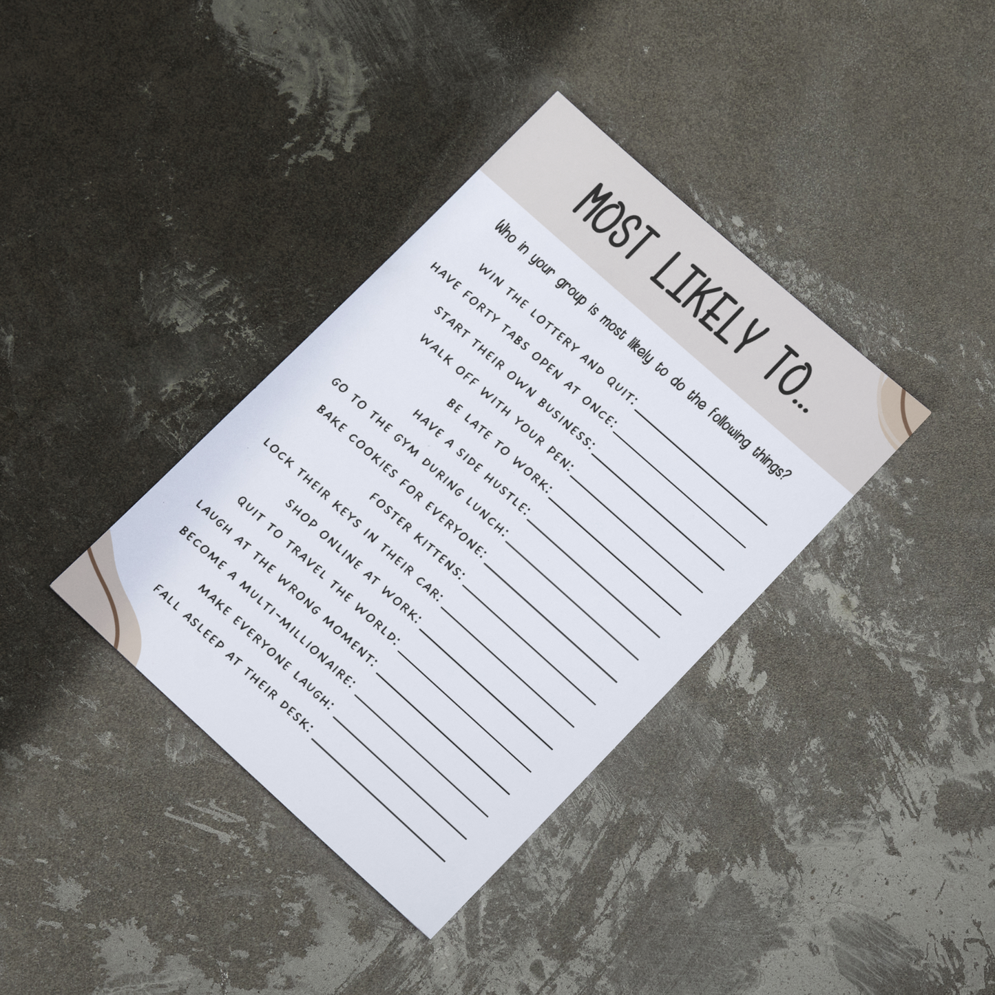 Office Party Games Printable, Work Icebreakers, Team Building Happy Hour Games