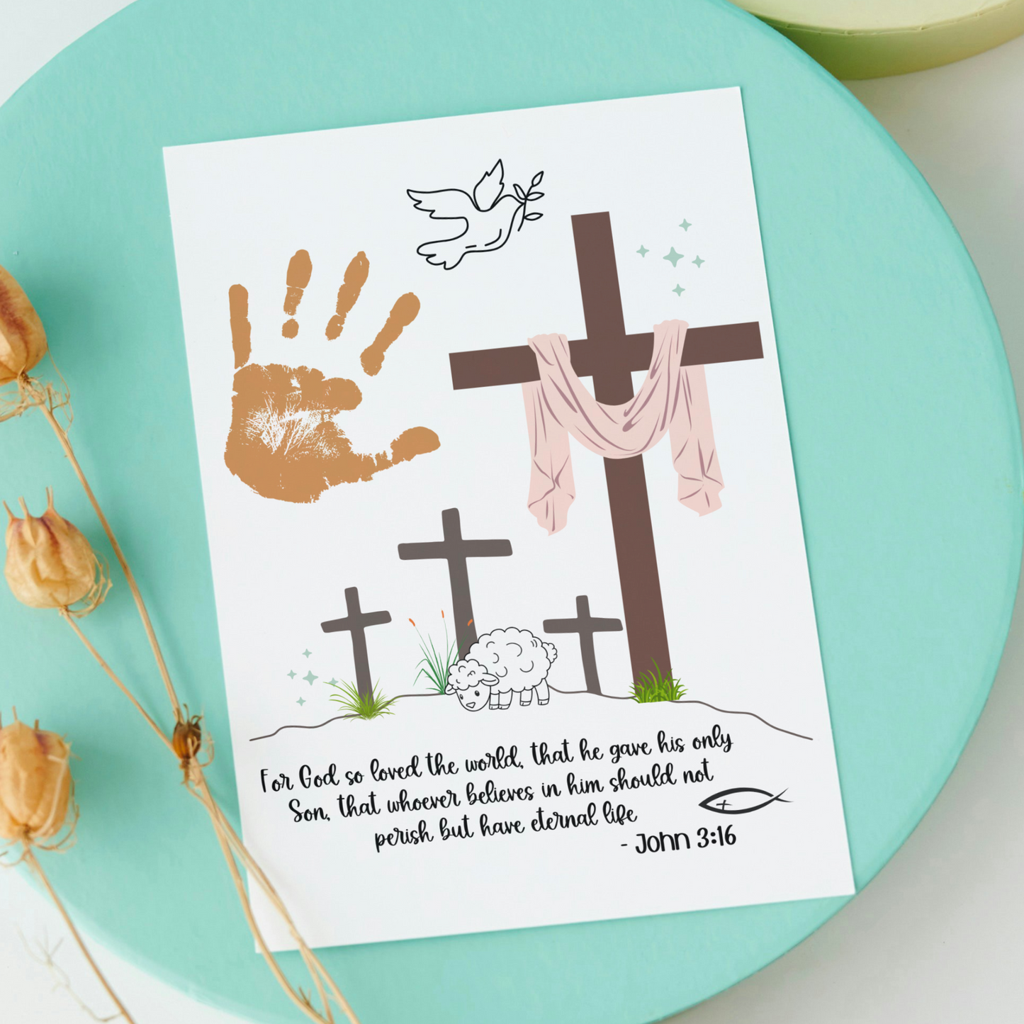 Christian Easter Handprint Craft Printable, Religious DIY Art for Kids Sunday School Activity