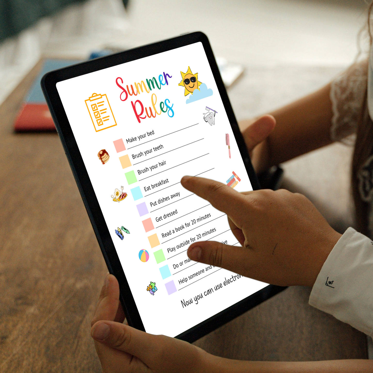 Editable Summer Rules For Kids, Printable Daily Checklist
