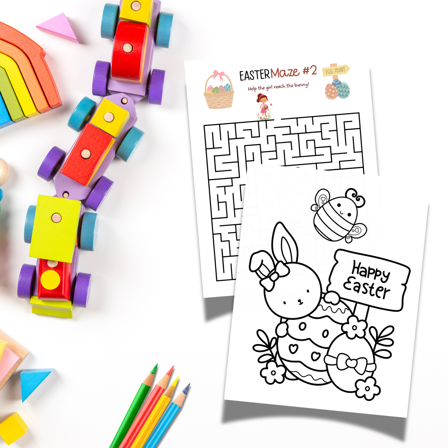 Easter Activity Pack Printable Games Bundle, Coloring Pages for Kids Preschool Daycare Homeschool Sunday School Sheet
