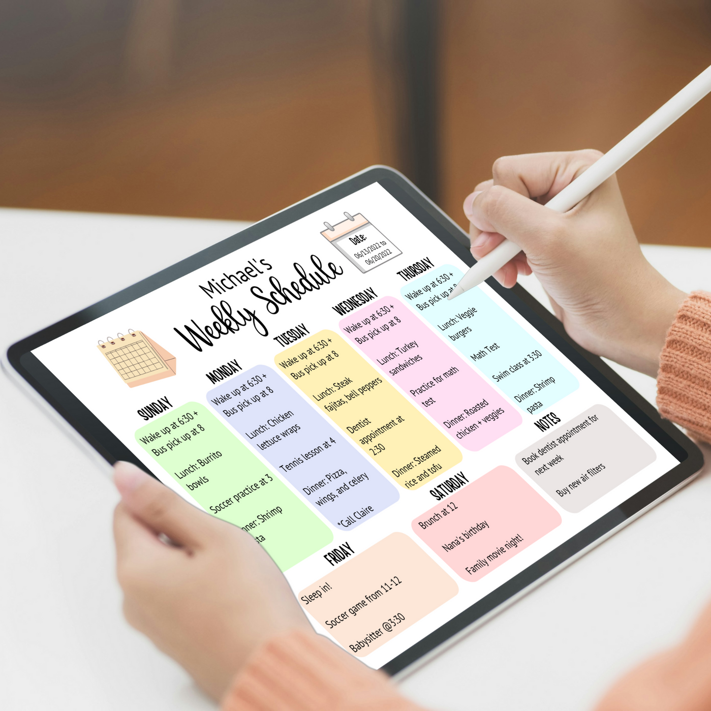 Kids Weekly Planner Printable, Editable Weekly Schedule Chart