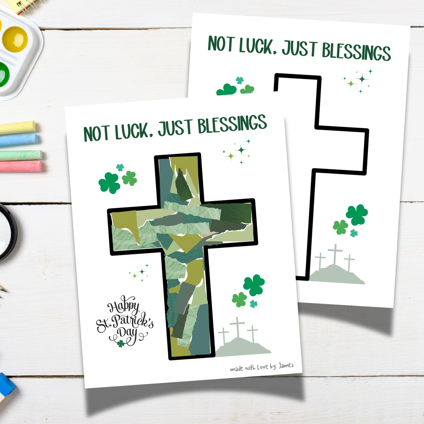 St Patricks Day Christian Bible Paper Craft Printable, DIY March Art Keepsake for Sunday School Kids Activity