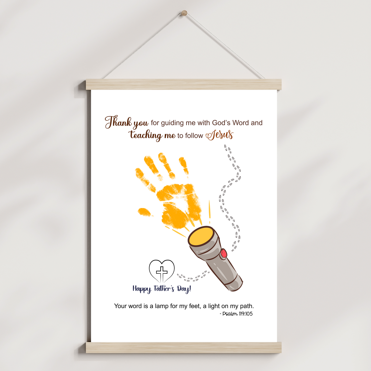 Father's Day Bible Craft Kids Printable, DIY Handprint Card Scripture Art Sunday School Activity Gift for Dad Grandpa from Christian Toddler