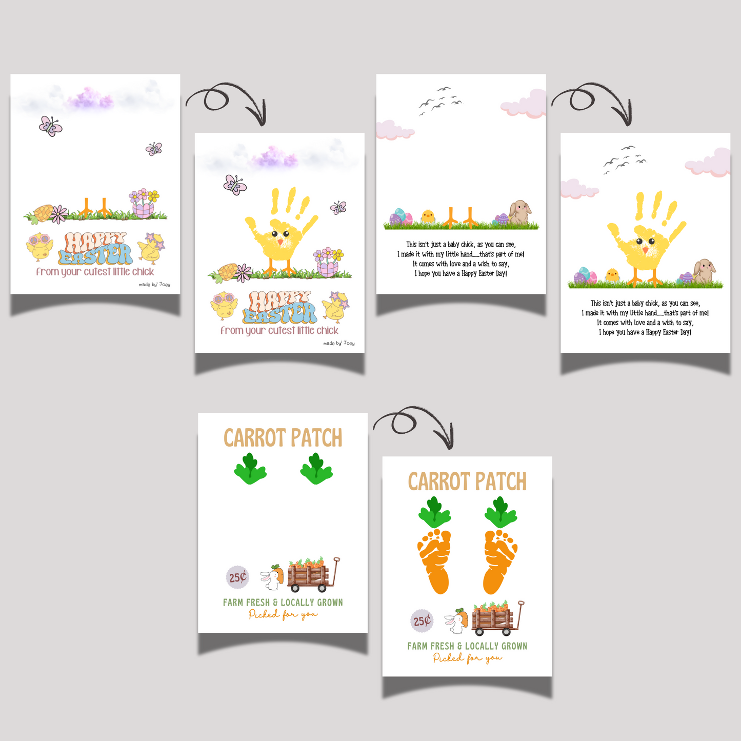 Easter Handprint Footprint Crafts for Kids Printable, DIY Card Spring Hand Feet Wall Art Activity Keepsake Personalized Gift Baby Toddler