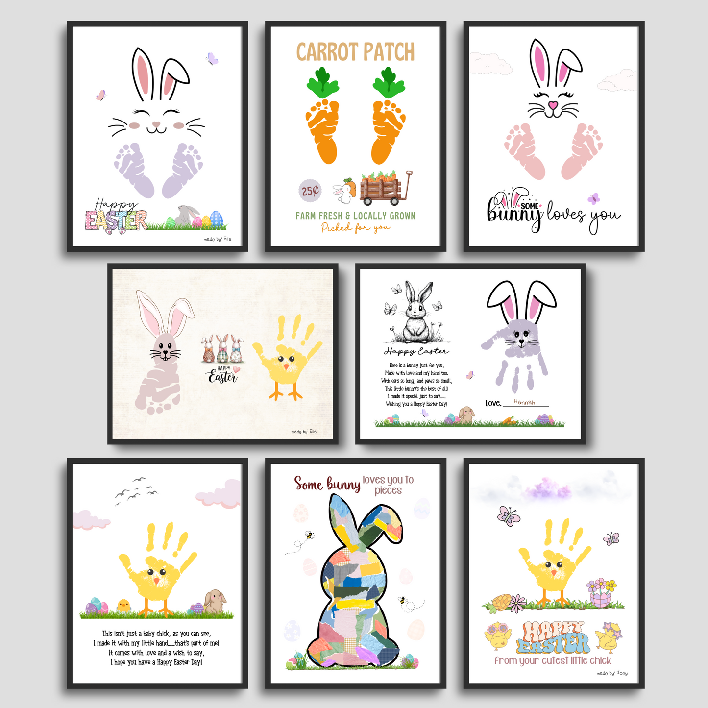 Easter Crafts for Kids Printable, Handprint Footprint DIY Card Wall Art Activity Keepsake Personalized Gift Child Baby Toddler