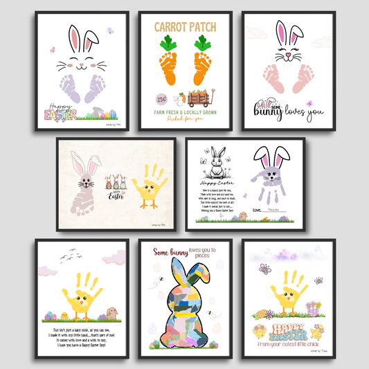 Easter Crafts for Kids Printable, Handprint Footprint DIY Card Wall Art