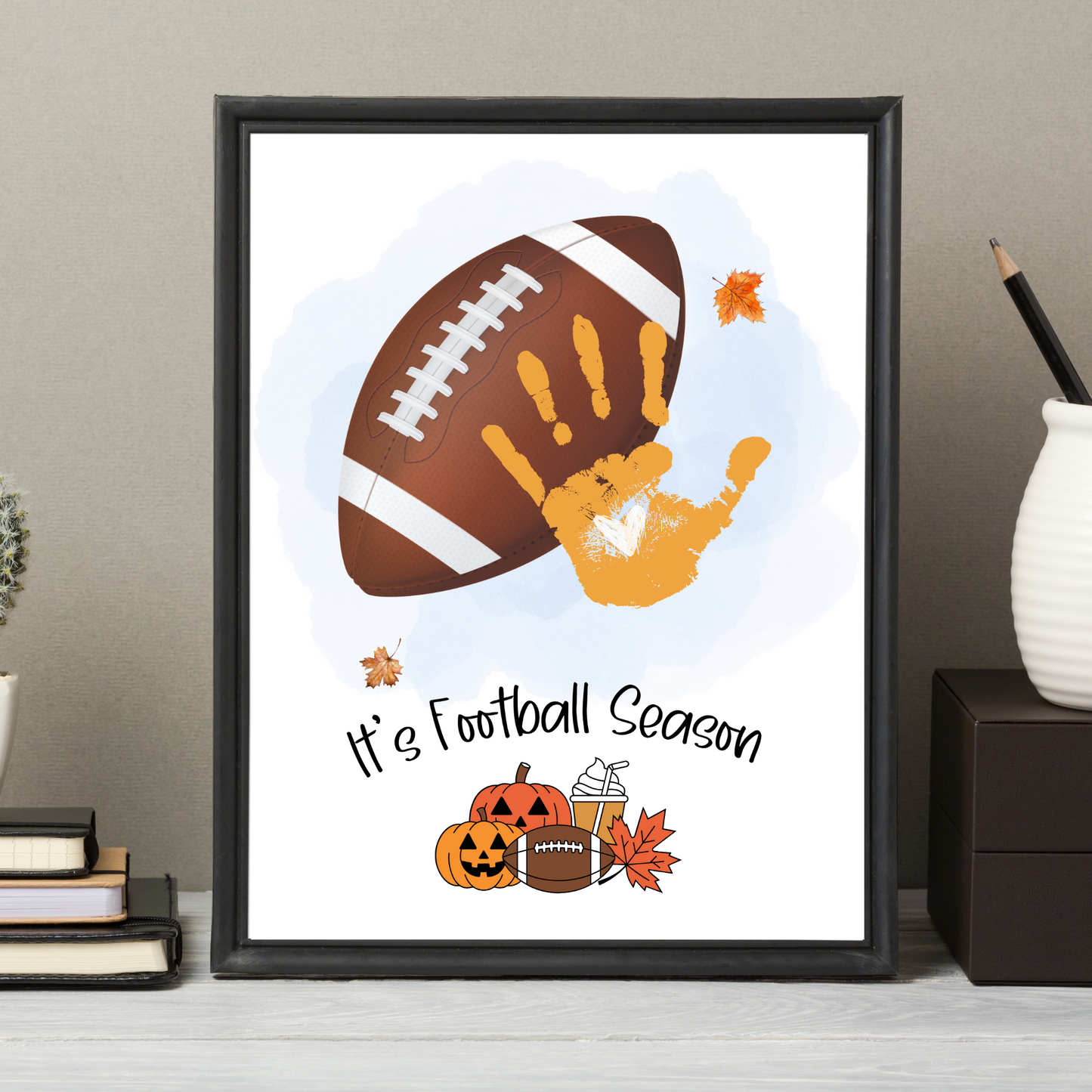 Football Handprint Craft Printable Fall Activity DIY Sports Footprint Art for Kids