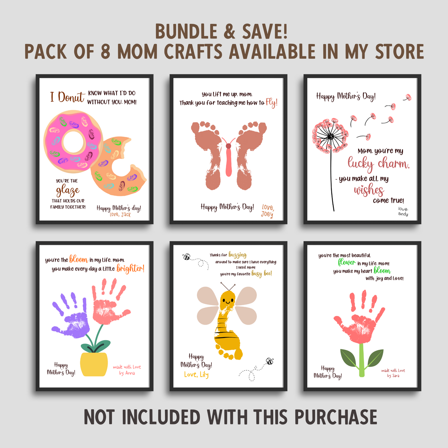 Donut Mothers Day Handprint Fingerprint Craft for Kids Printable, Mom Birthday Card Art