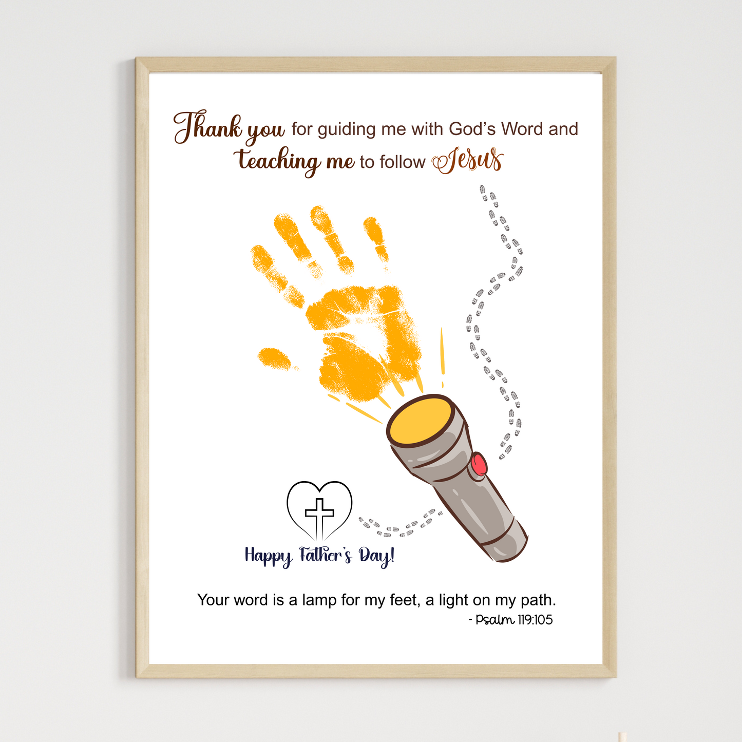 Father's Day Bible Craft Kids Printable, DIY Handprint Card Scripture Art Sunday School Activity Gift for Dad Grandpa from Christian Toddler