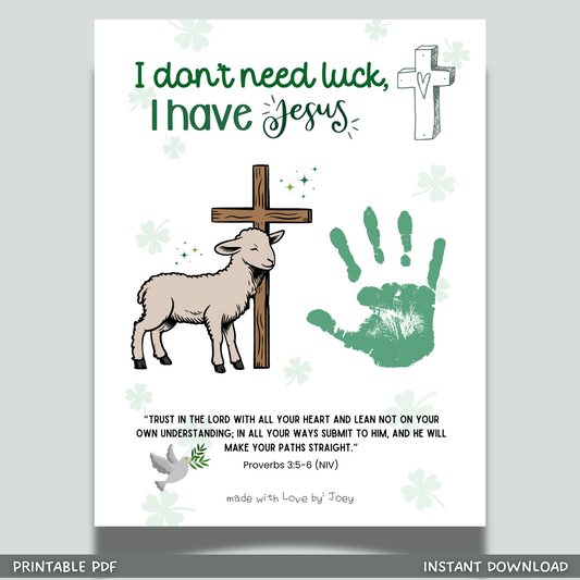 St Patricks Day Christian Bible Scripture Handprint Craft Printable, DIY March Jesus Art