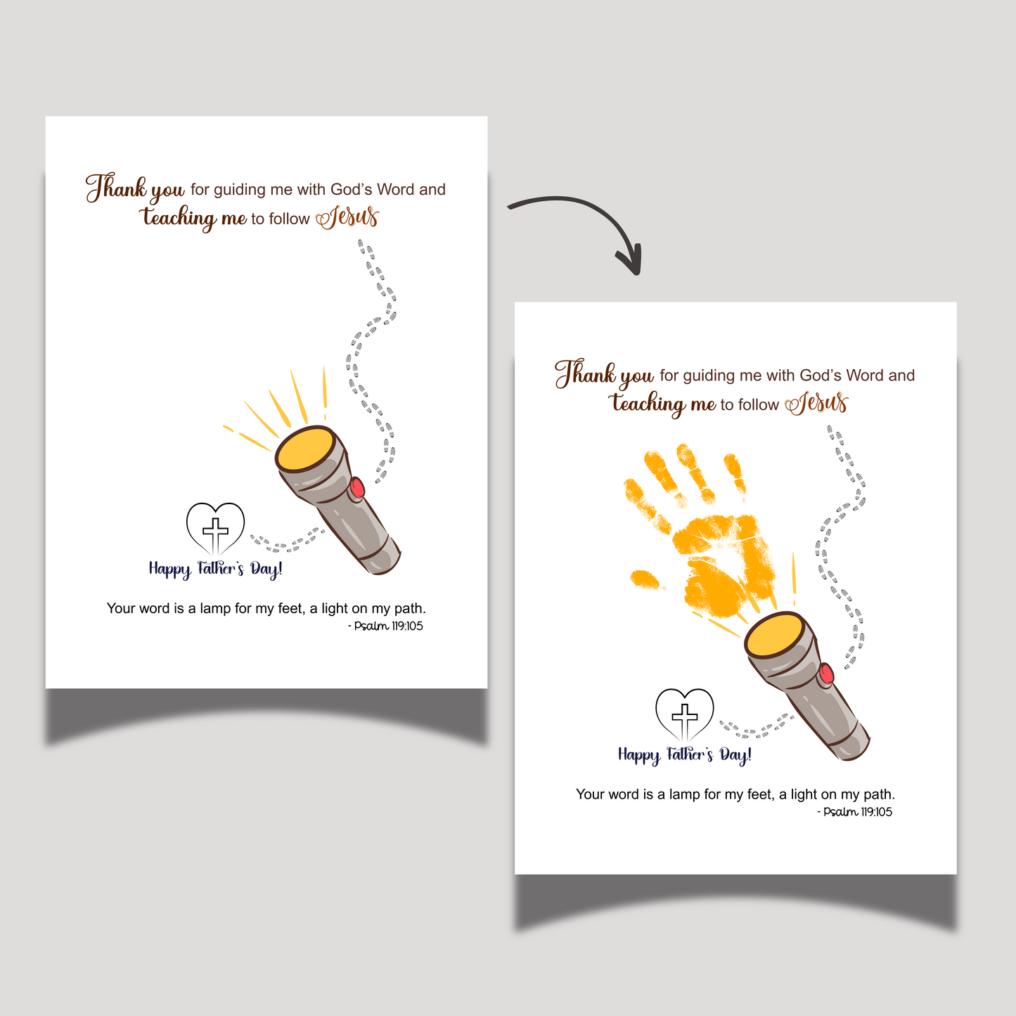 Father's Day Bible Craft Kids Printable, DIY Handprint Card Scripture Art Sunday School Activity Gift for Dad Grandpa from Christian Toddler