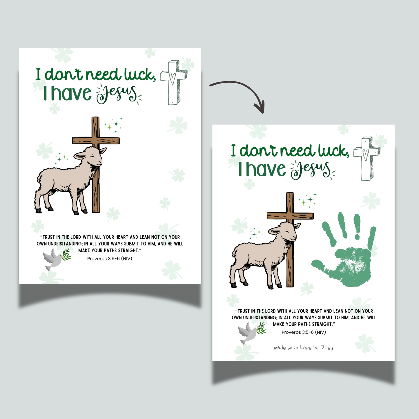 St Patricks Day Christian Bible Scripture Handprint Craft Printable, DIY March Jesus Art Keepsake for Sunday School Church Kids Activity