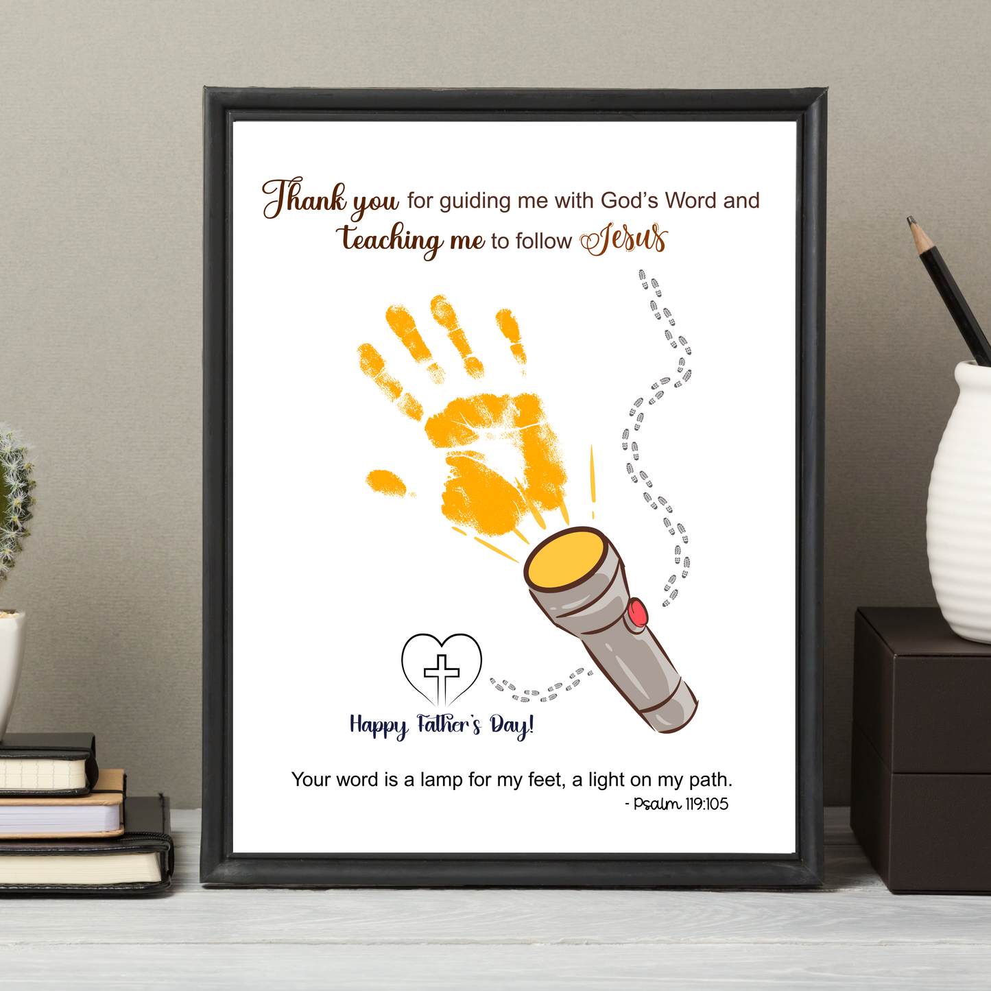 Father's Day Bible Craft Kids Printable, DIY Handprint Card Scripture Art Sunday School Activity Gift for Dad Grandpa from Christian Toddler