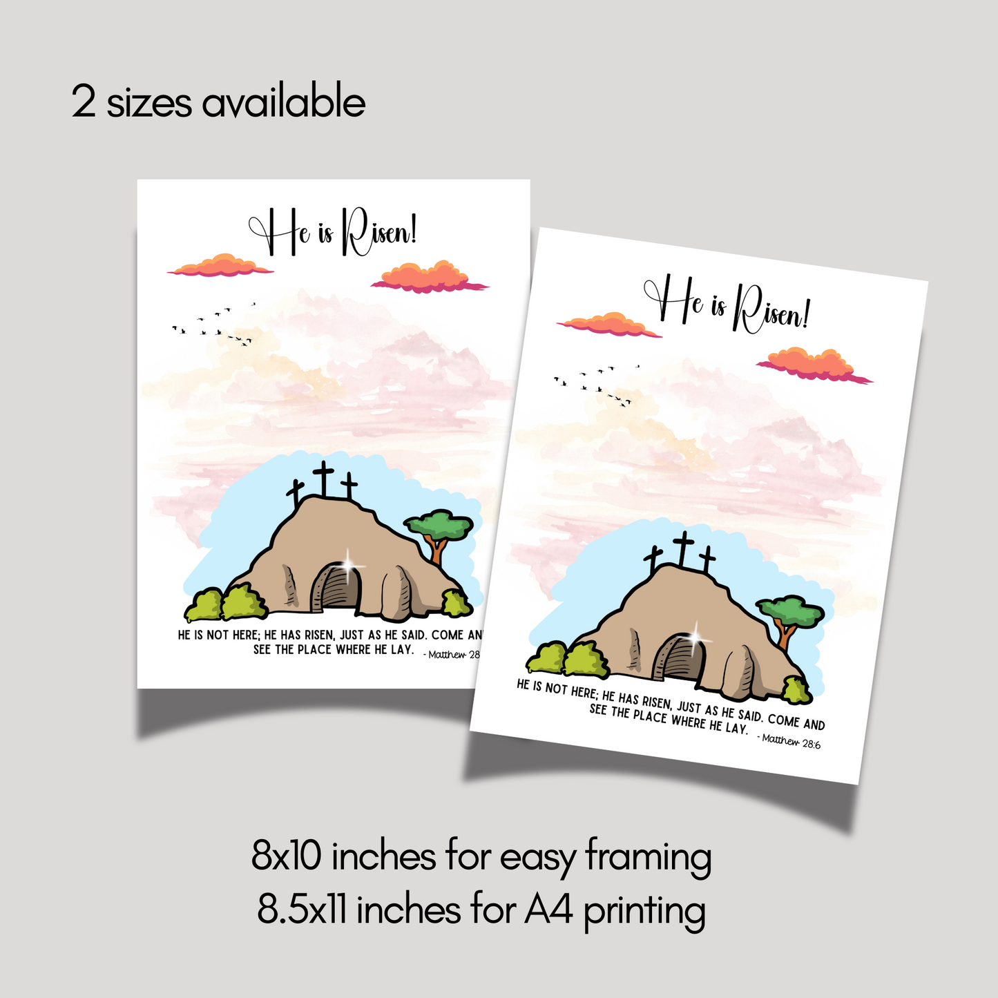 He is Risen Easter Handprint Craft Printable, Resurrection DIY Religious Christian Art for Kids Sunday School Preschool Activity