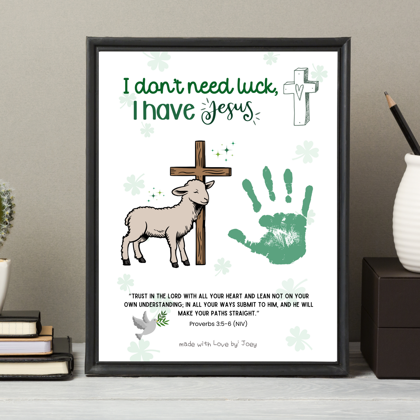 St Patricks Day Christian Bible Scripture Handprint Craft Printable, DIY March Jesus Art Keepsake for Sunday School Church Kids Activity