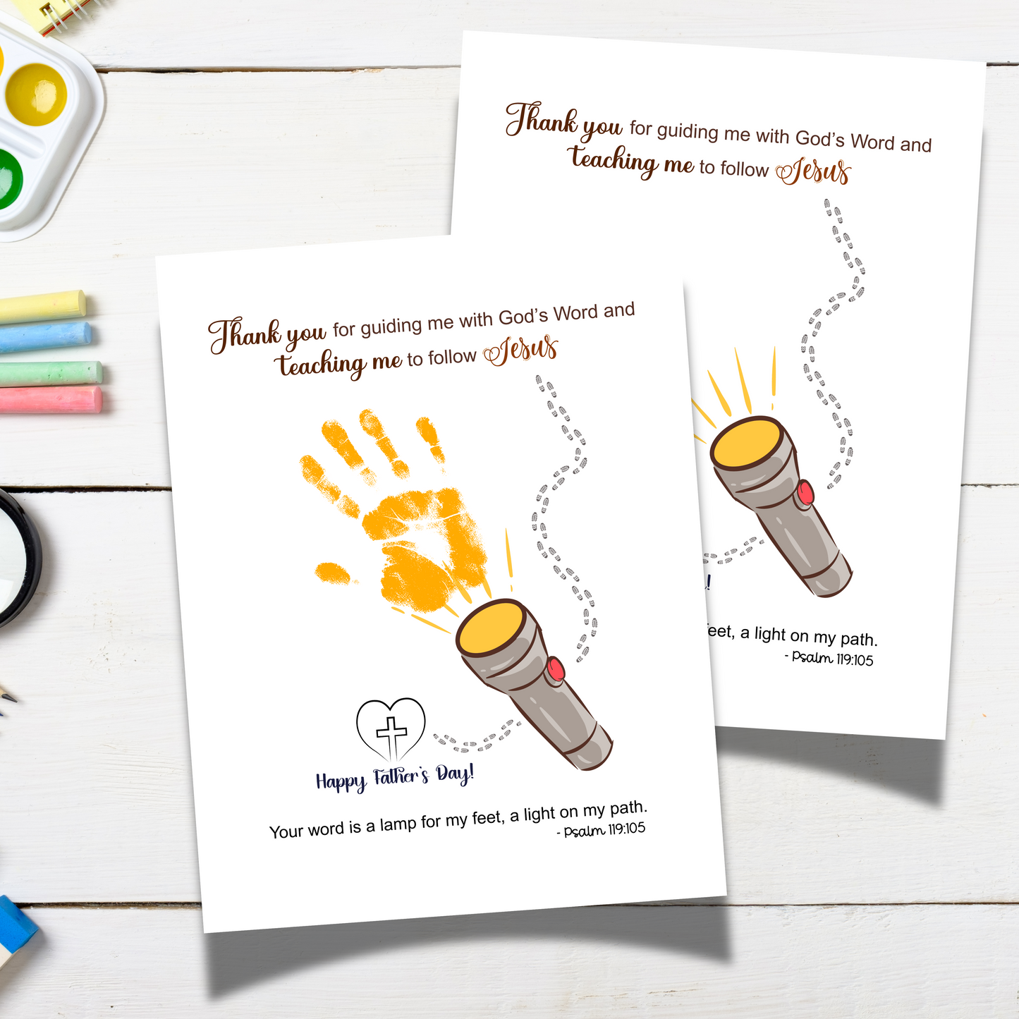Father's Day Bible Craft Kids Printable, DIY Handprint Card Scripture Art Sunday School Activity Gift for Dad Grandpa from Christian Toddler