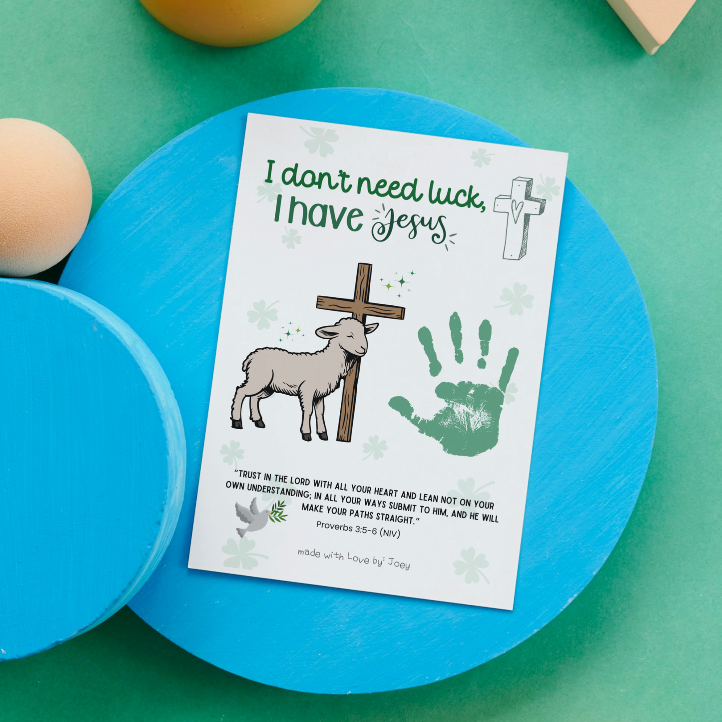 St Patricks Day Christian Bible Scripture Handprint Craft Printable, DIY March Jesus Art Keepsake for Sunday School Church Kids Activity