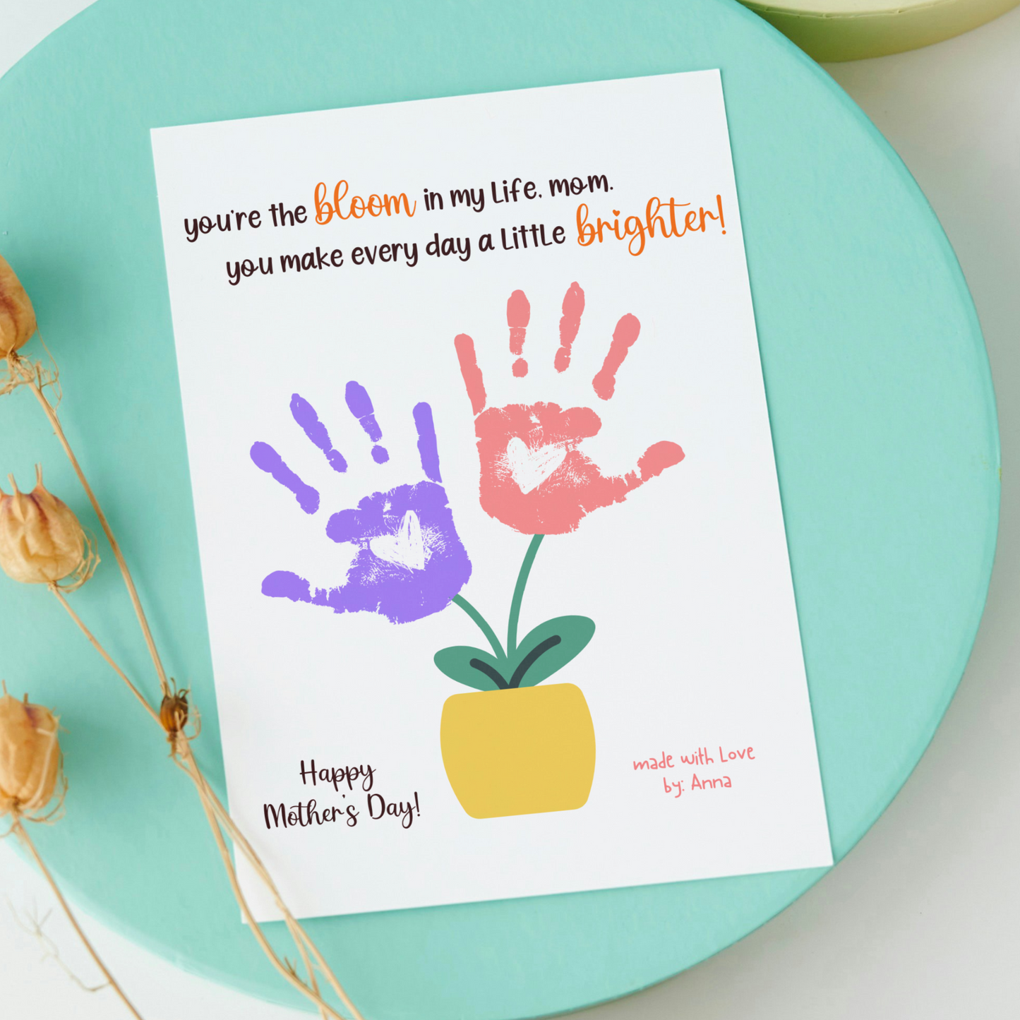Mothers Day Handprint Craft Bundle for Kids Printable Card Art Activity Mom Gift