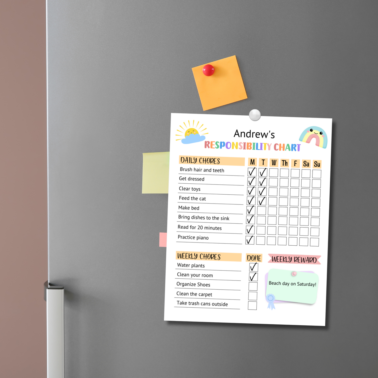 Editable Family Chore Chart, Printable Cleaning Schedule, Digital Planner Checklist