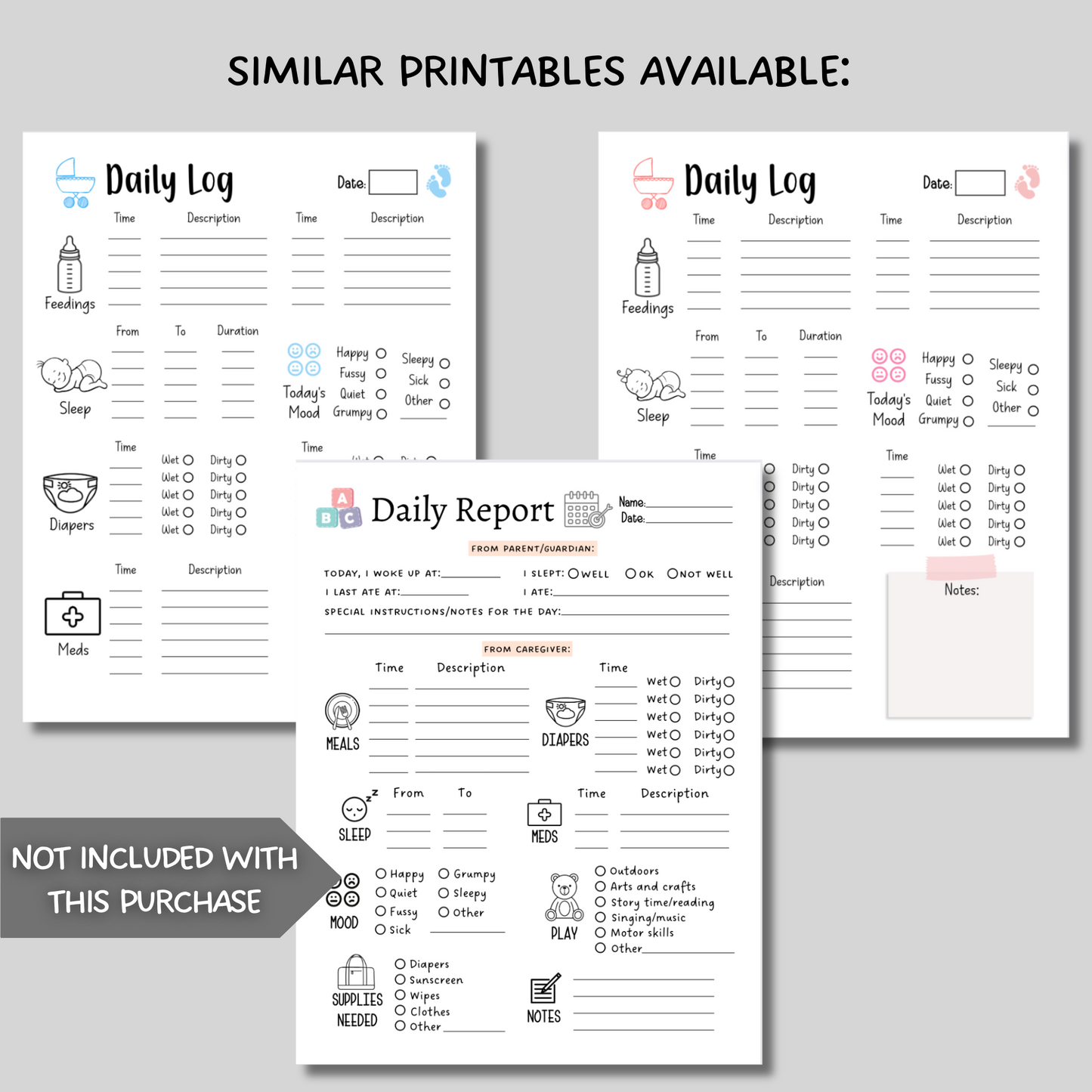 Nanny Notes Printable, Babysitter Information Sheet, Daily Nanny Log, Caregiver Checklist