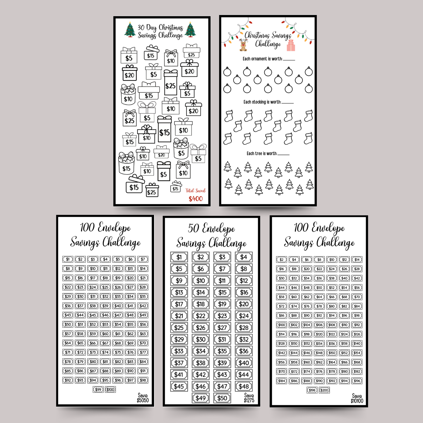 Mini Money Savings Challenge Tracker Printable, A6 Budget Binders Envelope Insert