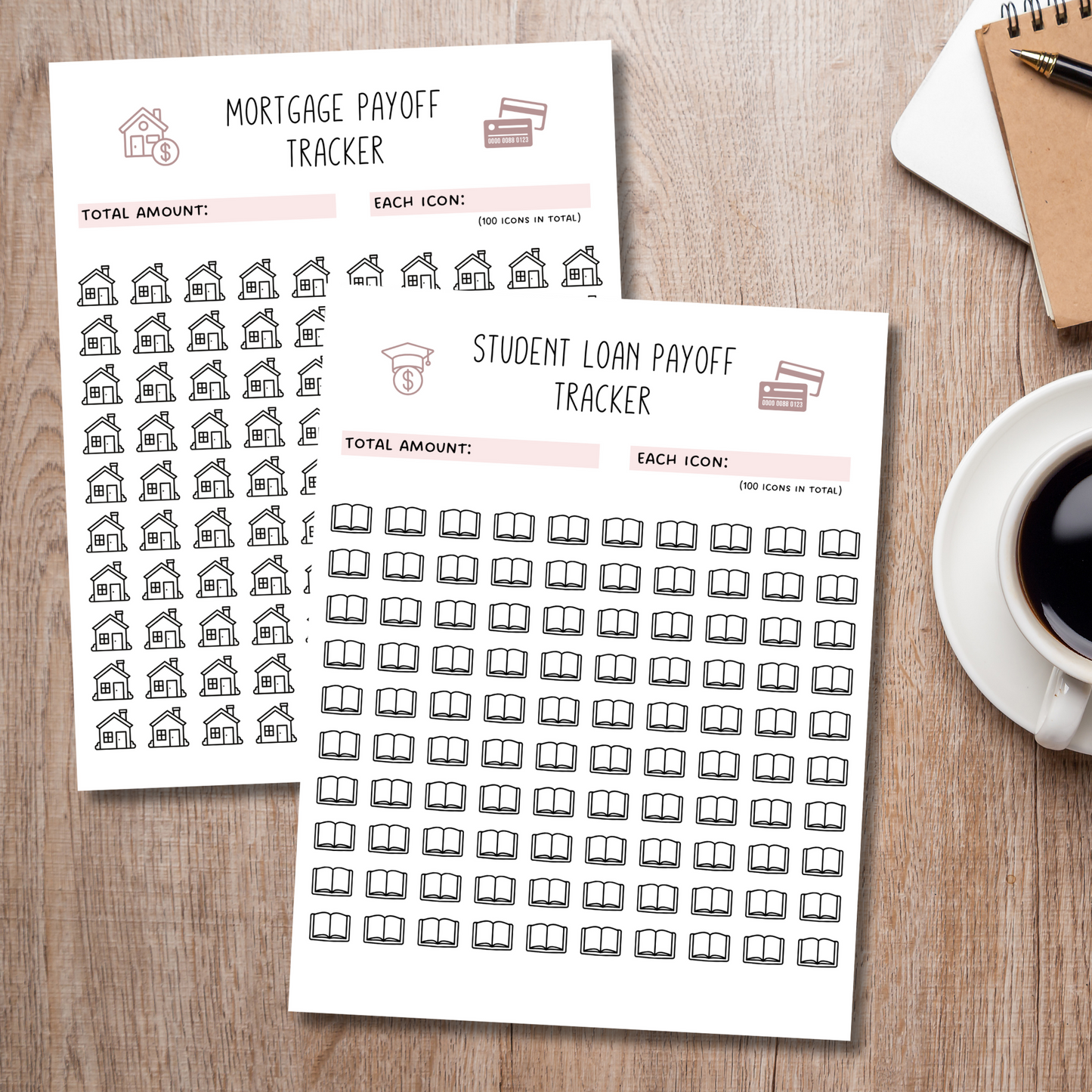 Debt Tracker Printable, Credit Card/ House/ Car/ Student Loan Payoff Tracker