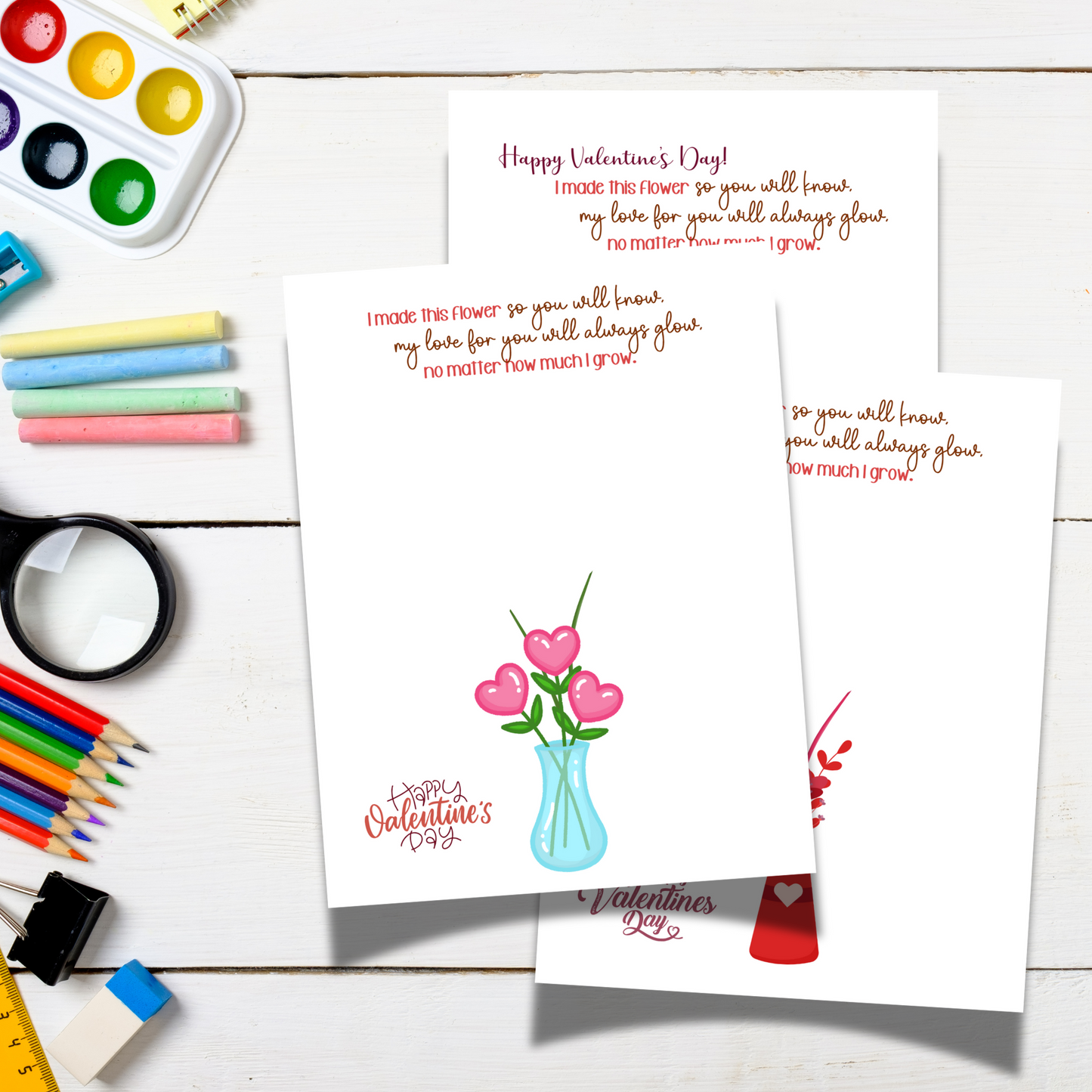 Valentine’s Day Handprint Craft Printable, Flower DIY Art Activity for Kids
