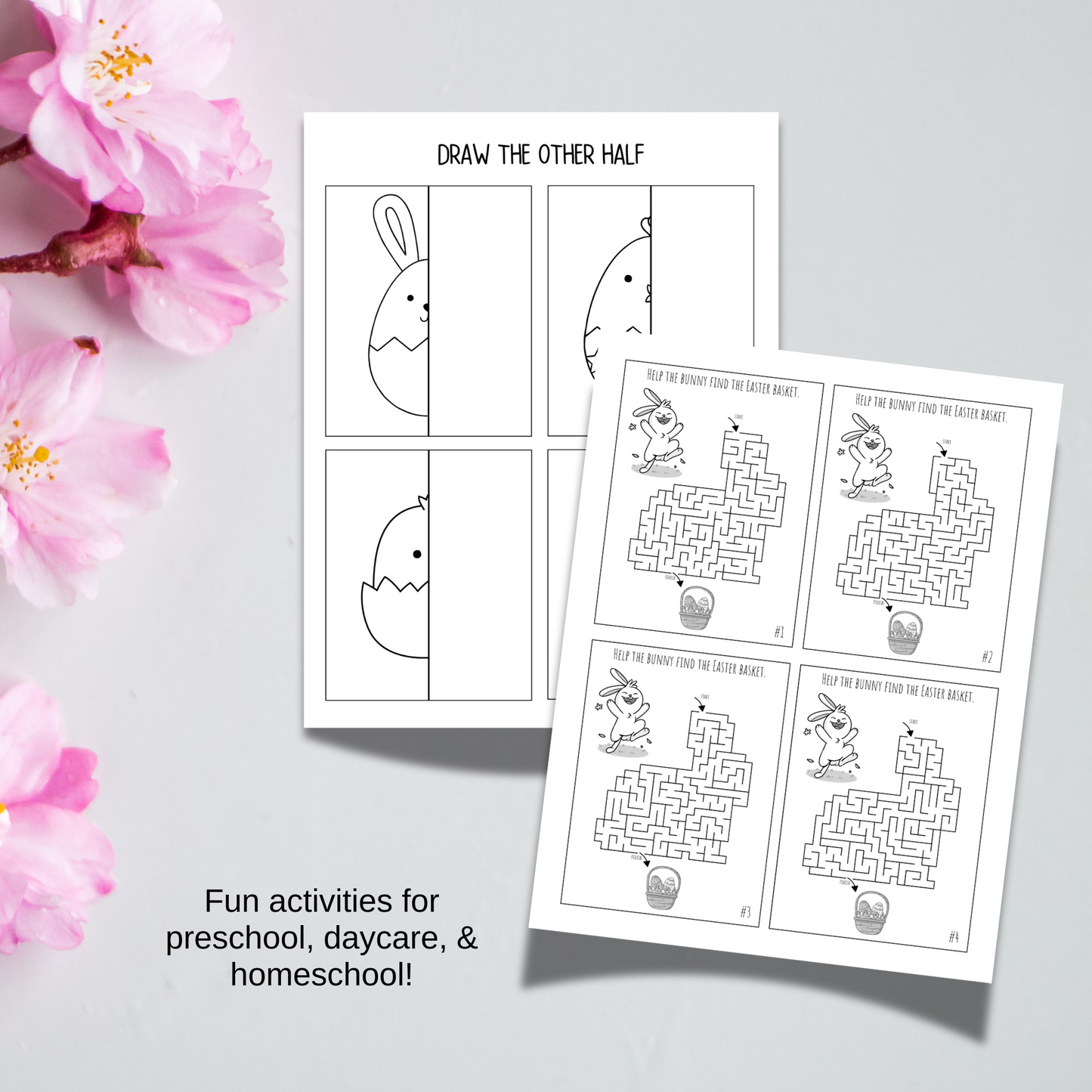 Easter Activity Pack Printable Games Bundle, Coloring Pages for Kids Preschool Daycare Homeschool Sunday School Sheet
