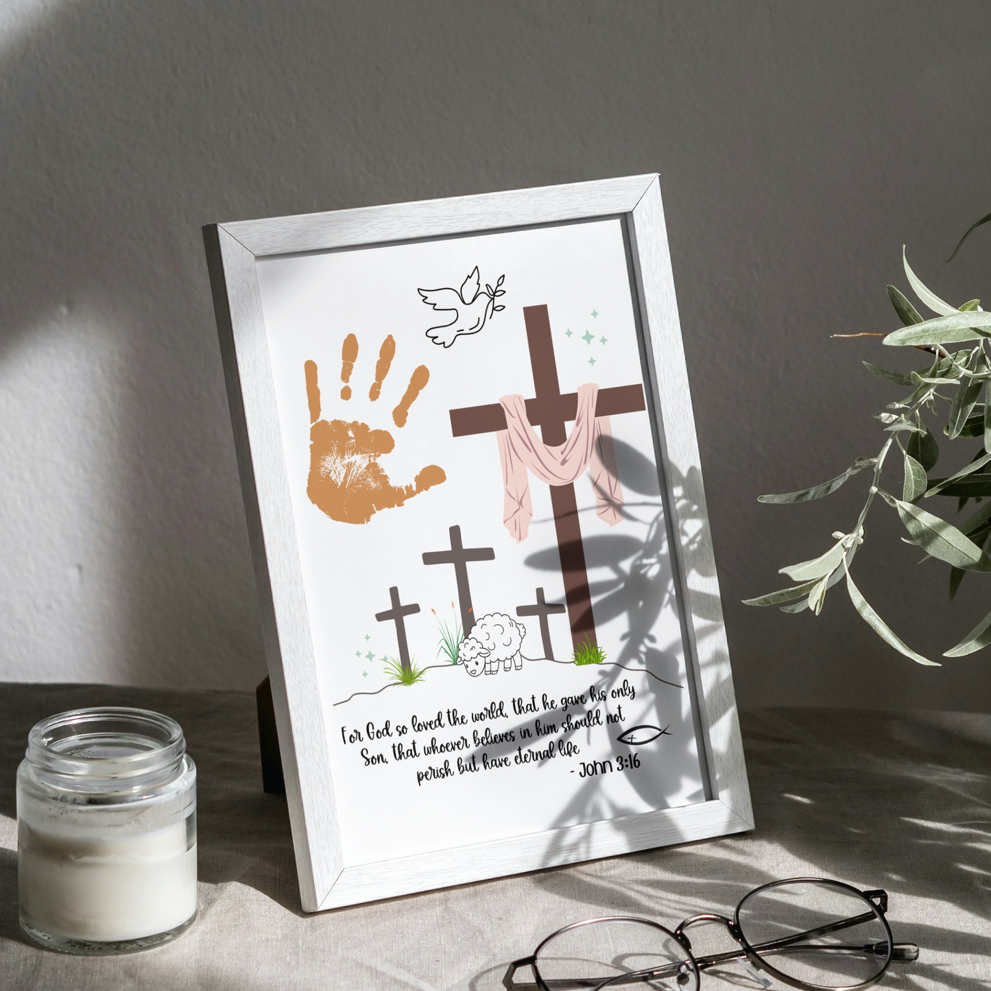 Christian Easter Handprint Craft Printable, Religious DIY Art for Kids Sunday School Activity