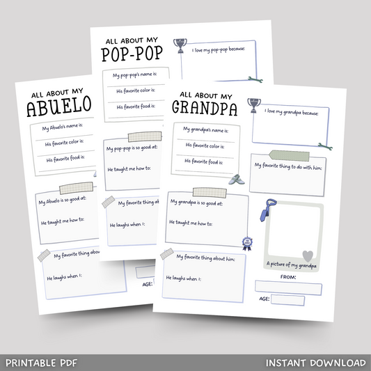 All About My Grandpa Printable, Grandparents Day Gift Idea