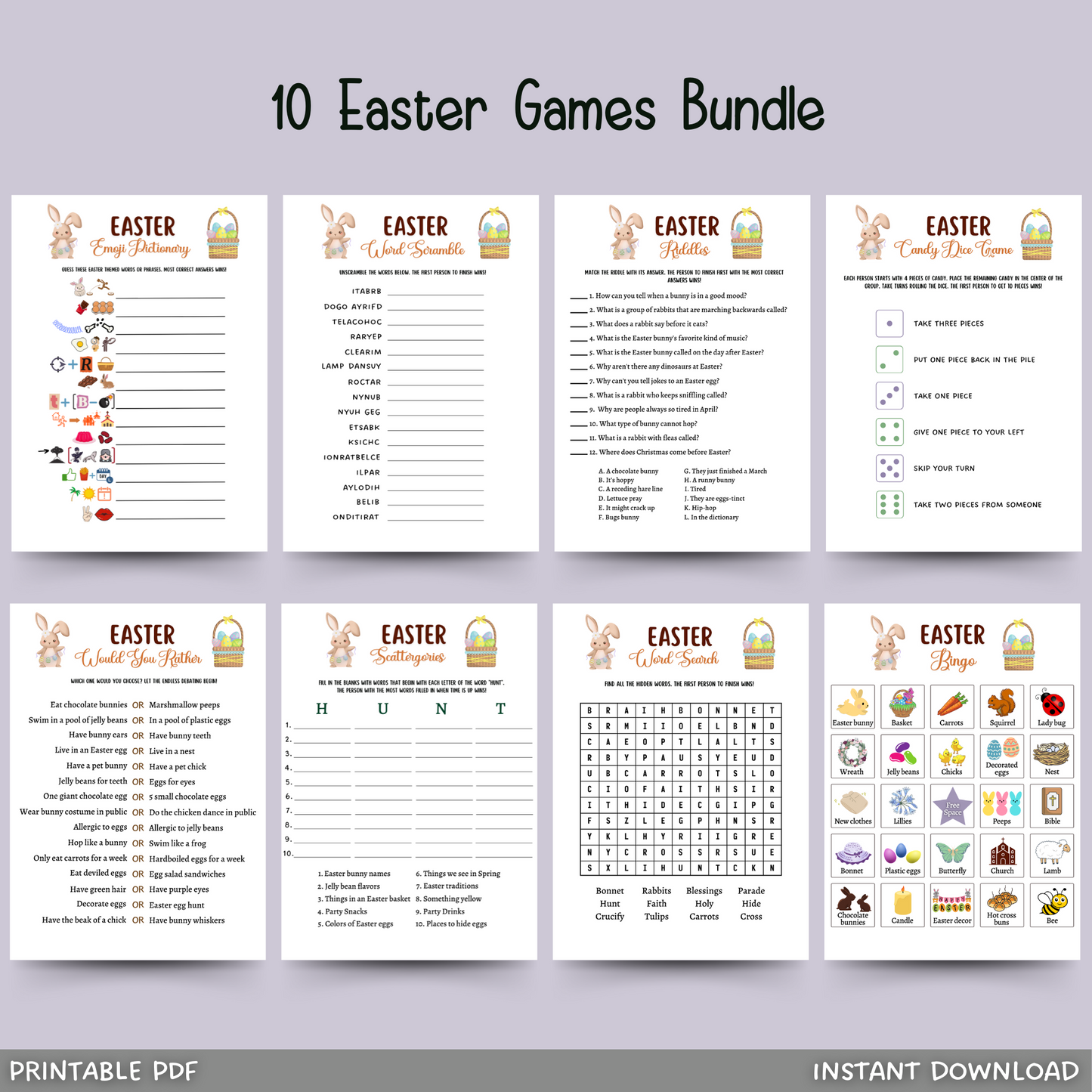 Easter Party Games Printable, Easter Activity Ideas for Kids & Adults