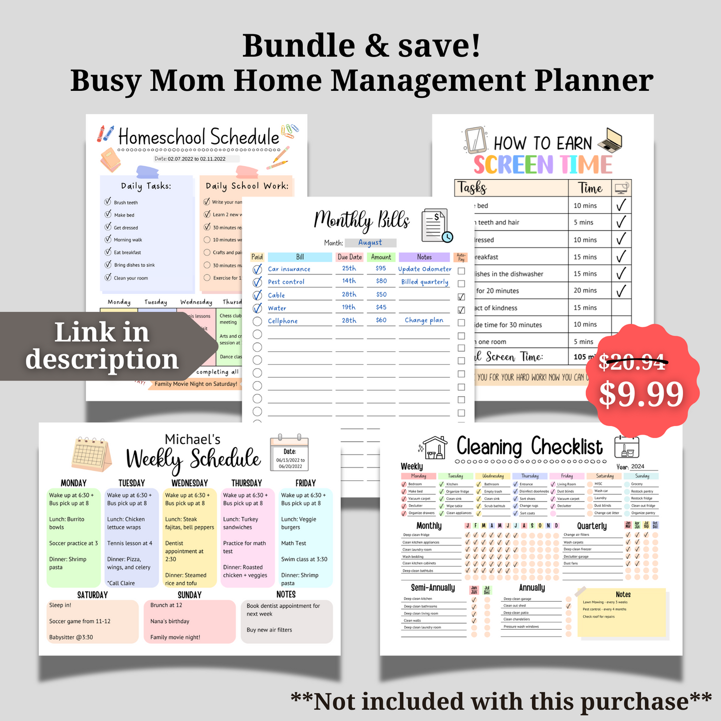 Editable Monthly Bill Tracker, Monthly Bill Log, Payment Checklist Organizer