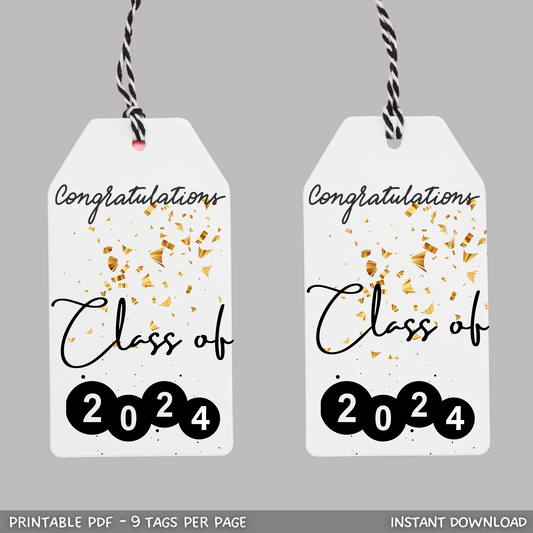Printable Graduation Gift Tags, 2024 Congrats Grad Tags