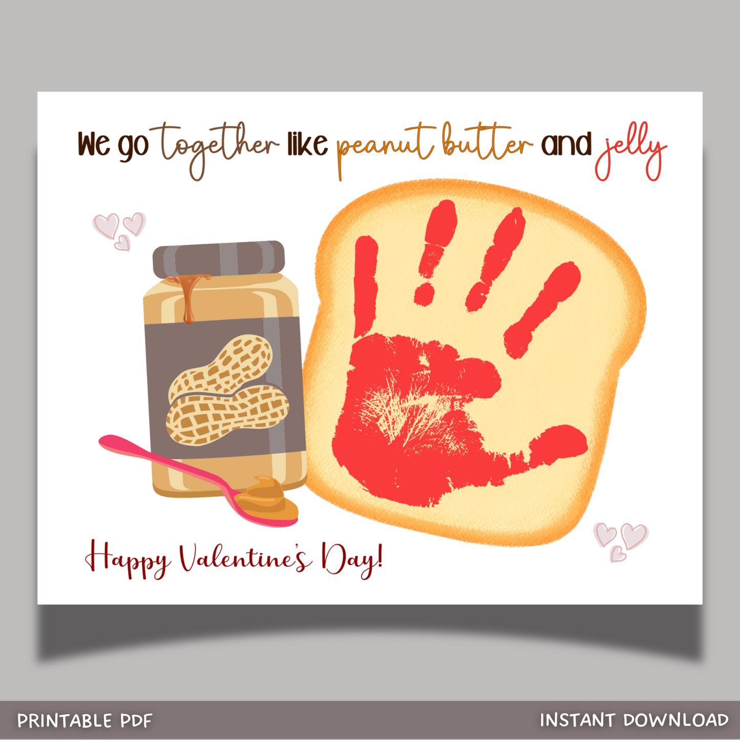 Valentines Day Handprint Holiday Crafts Printable, DIY Art for Kids Nursery Activity Daycare Preschool Homeschool Keepsake