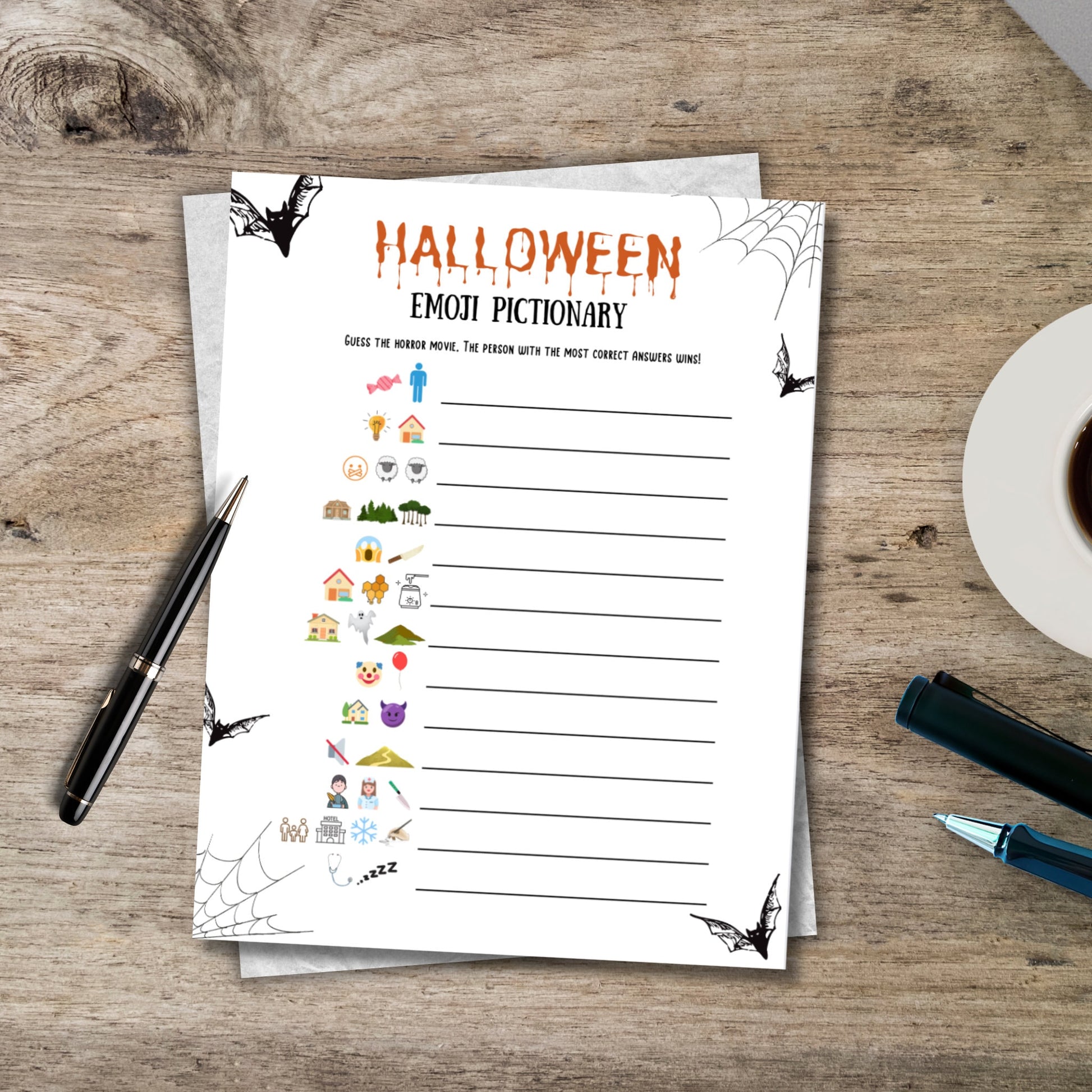Halloween Emoji Game Printable, Emoji Pictionary Party Game For Adults, Halloween Party Decor, Fun Halloween Party Games Instant Download