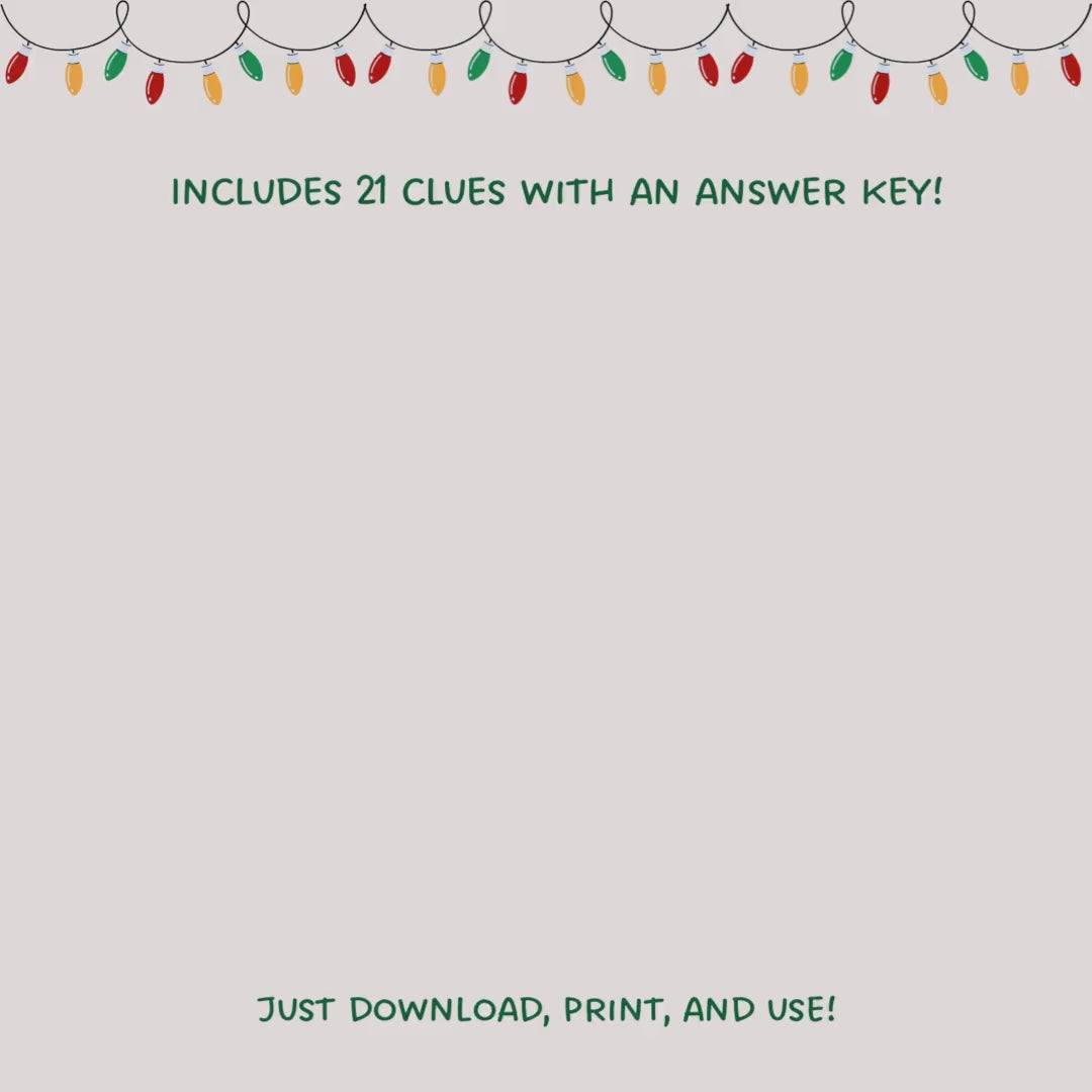 Indoor Christmas Treasure Hunt For Kids, Christmas Scavenger Hunt Printable, Fun Christmas Activity, Party Game, Treasure Hunt Clue Cards
