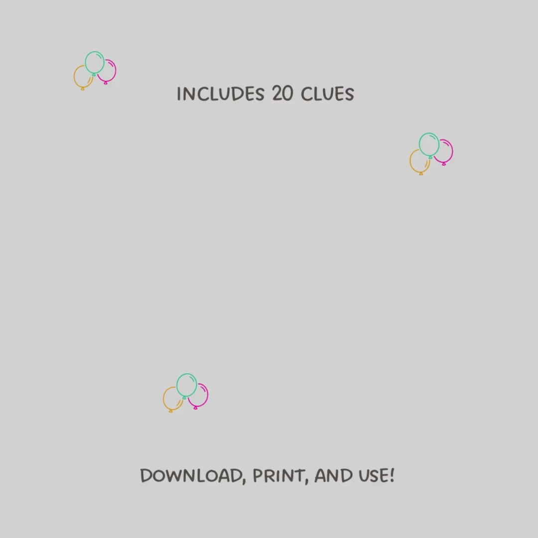 Indoor Birthday Treasure Hunt For Kids, Birthday Scavenger Hunt Clues, Birthday Printable Games, Indoor Birthday Games, Instant Download PDF