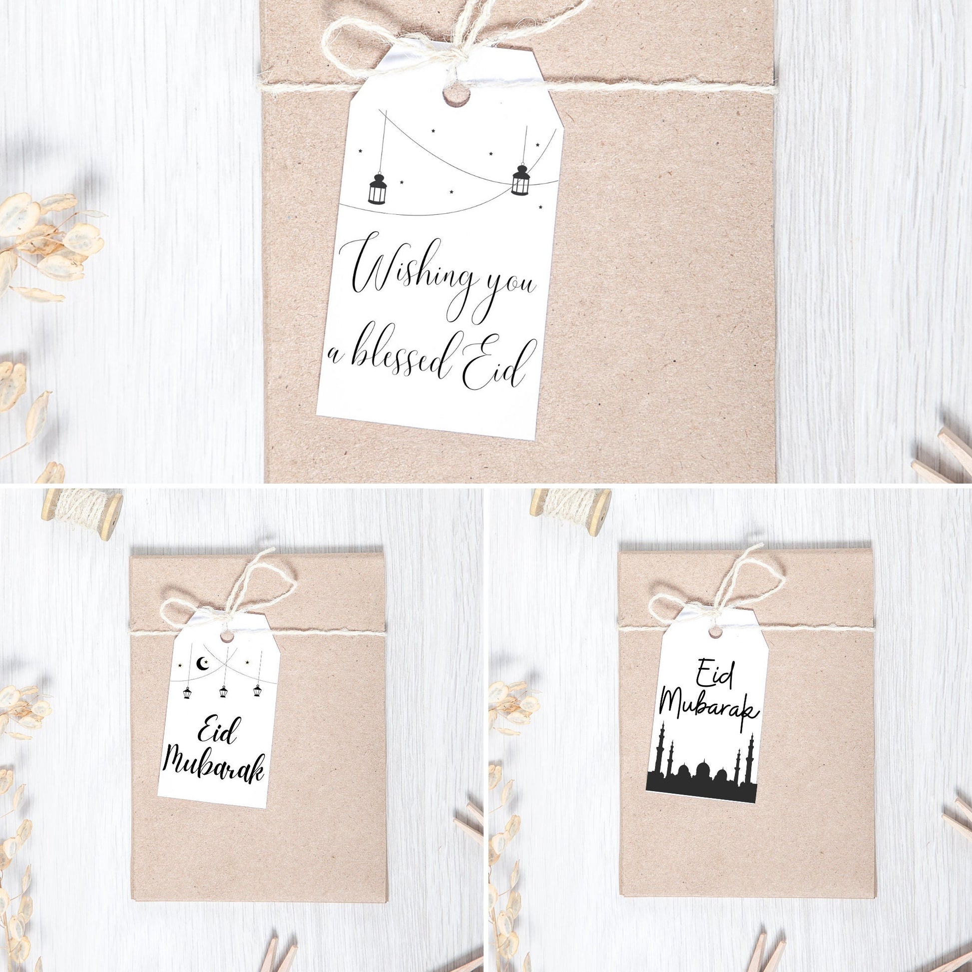 Eid Mubarak Gift Tags, Printable Gift Tag, Eid Decoration, Instant Digital Download, 9 Printable Tags, Modern Gift Tag, Ramadan Kareem Decor