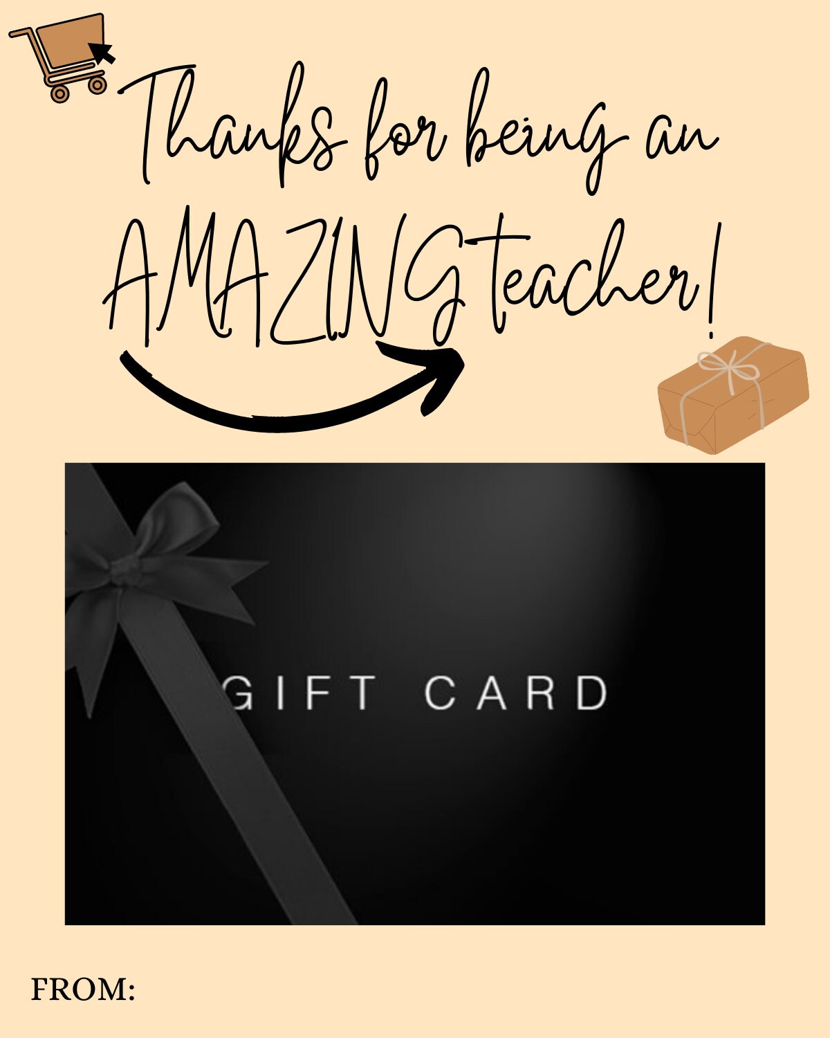 Teacher Appreciation Gift Tags Year End Gift, Thank You Tag Holders, Instant Download Card Holder, End Of Year Teacher Gifts, Printable Card