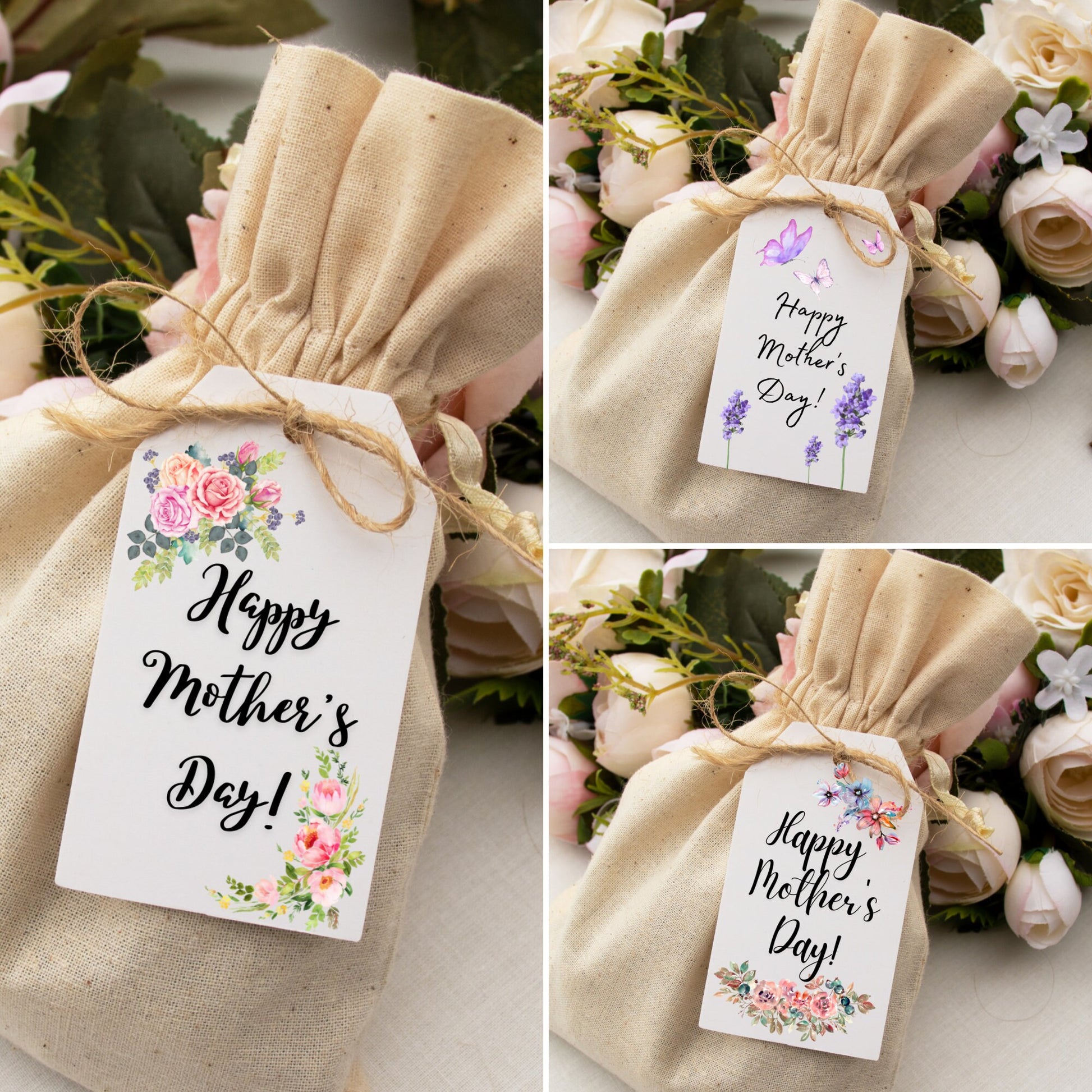 Happy Mother's Day Gift Tags, Mom Printable Gift Tags, Instant Digital Download, 9 Tags, Modern Gift Tags Mother's Day Printable Floral Tag