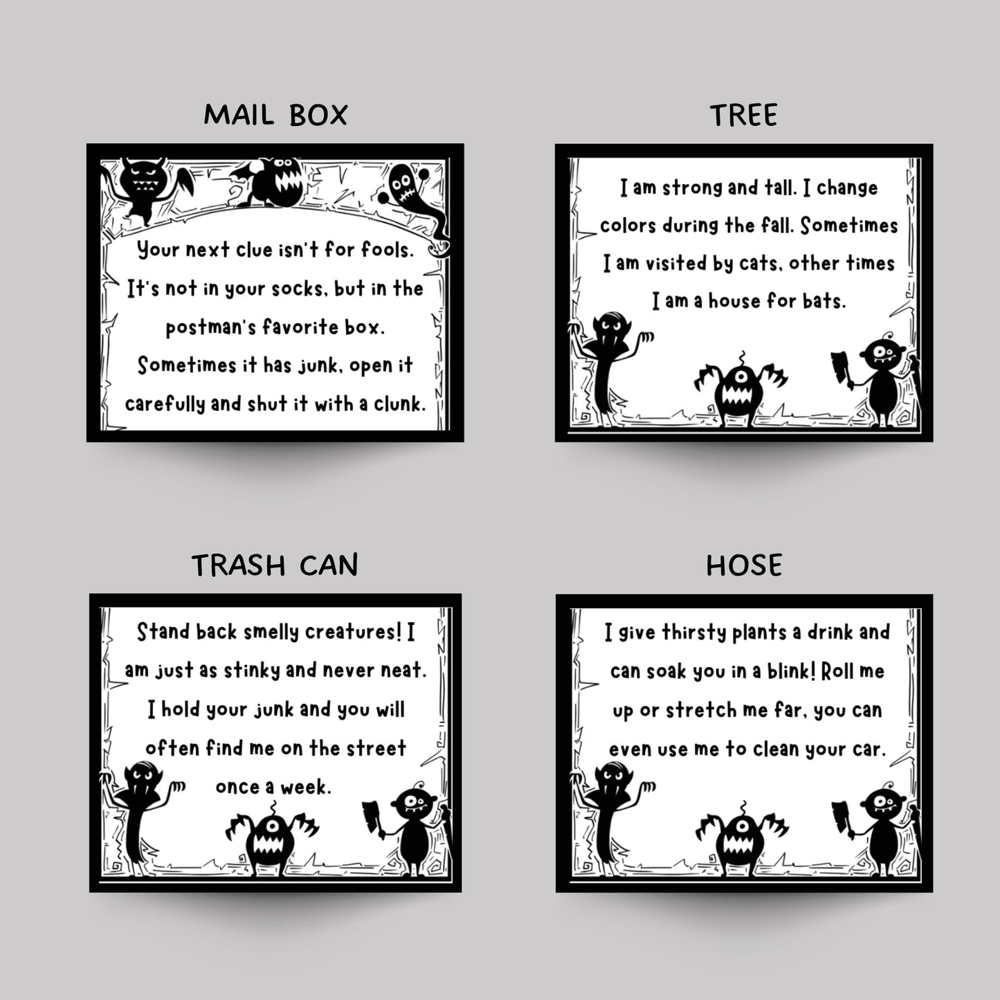 Outdoor Halloween Treasure Hunt For Kids, Halloween Scavenger Hunt Clues Printable, Halloween Party Games, Kids Fun Halloween Activity