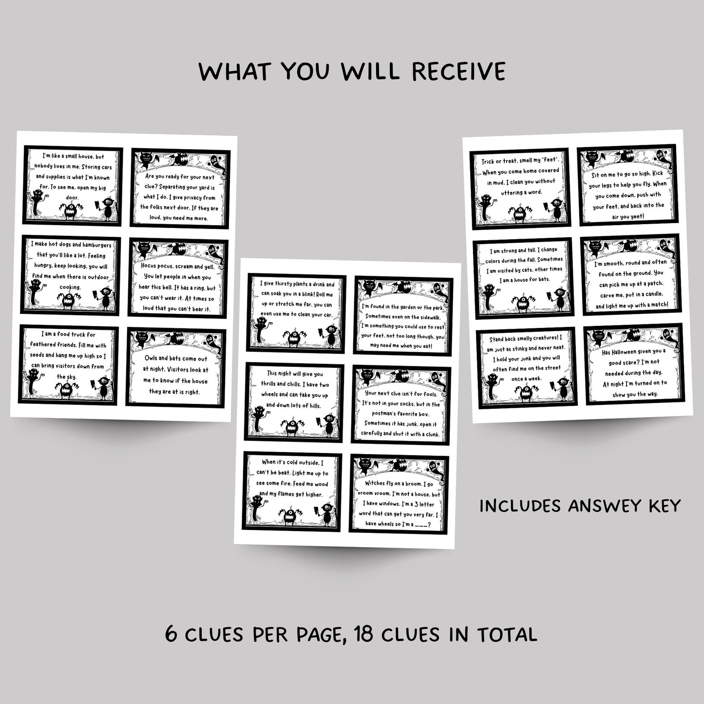 Outdoor Halloween Treasure Hunt For Kids, Halloween Scavenger Hunt Clues Printable, Halloween Party Games, Kids Fun Halloween Activity