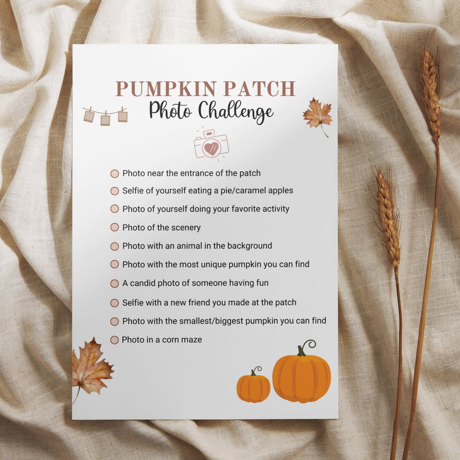 Pumpkin Patch Scavenger Hunt Printable, Fall Neighborhood Scavenger Hunt, Pumpkin Patch Photo Challenge, Fall Outdoors Scavenger Hunt Kids