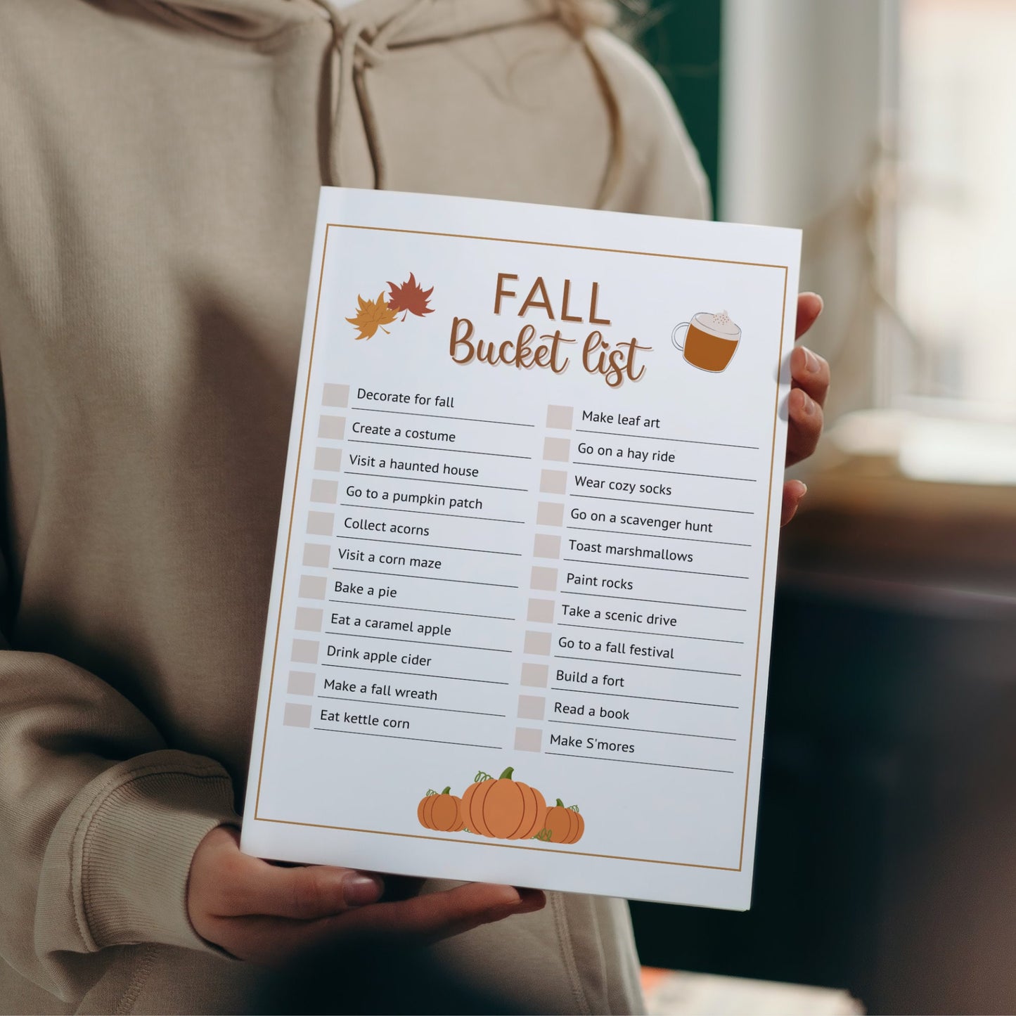 Fall Bucket List Printable, Editable Autumn Bucket List, Fun Autumn Activities Checklist, Fall To Do List, Family Fall Bucket List PDF