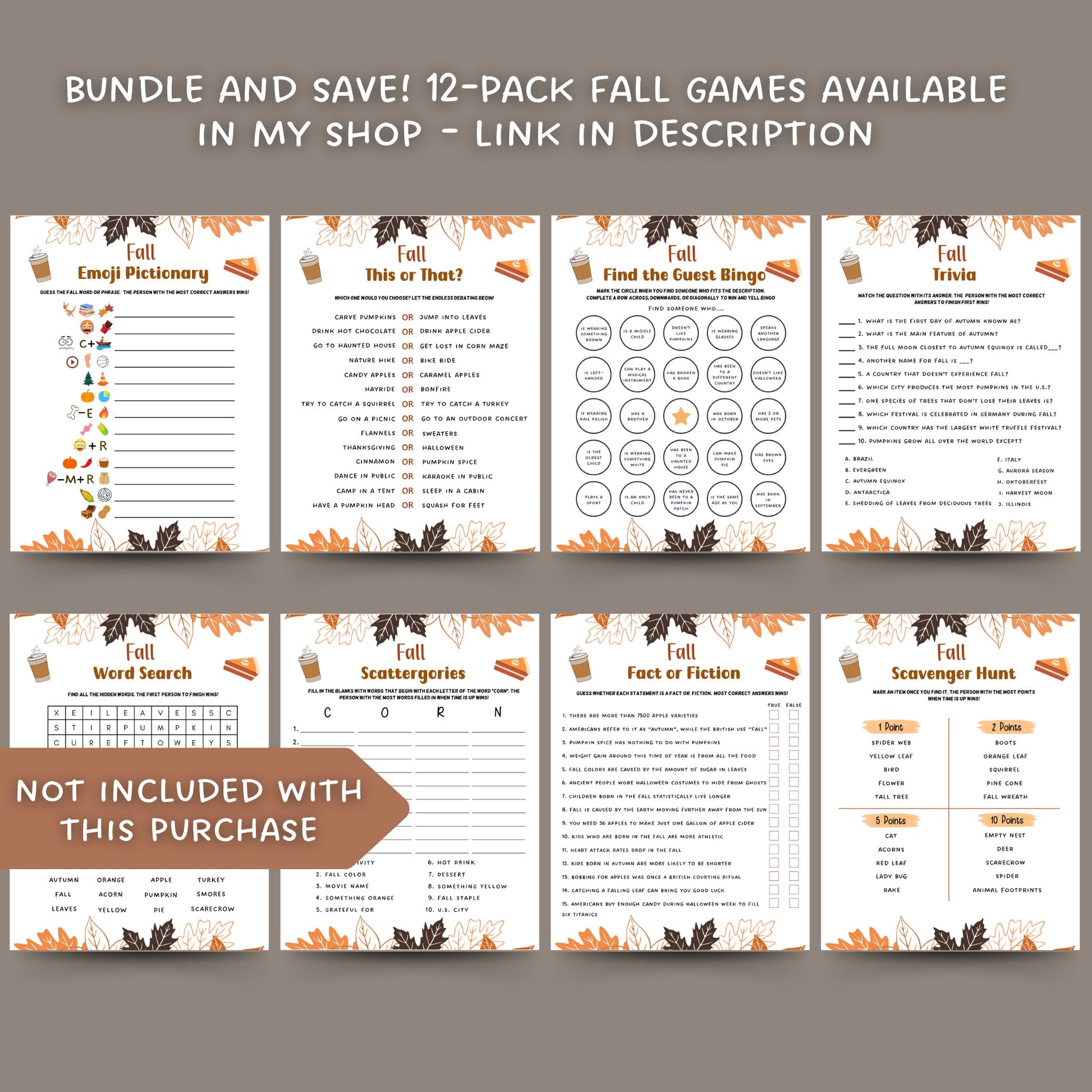 Fall Emoji Pictionary Game Printable, Fun Autumn Games, Emoji Game, Fall Time Activities for Adults & Kids, Family Activity Thanksgiving