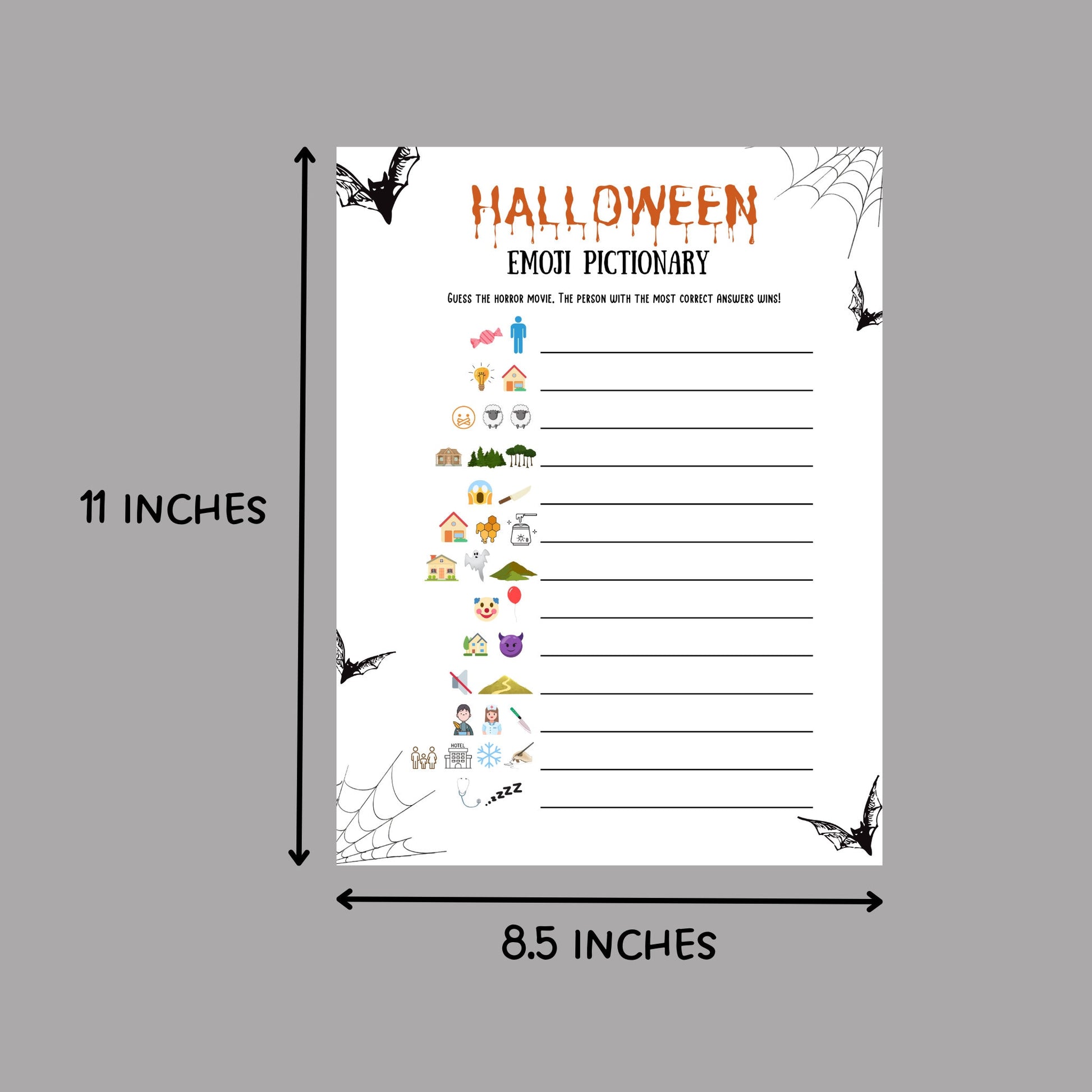 Halloween Emoji Game Printable, Emoji Pictionary Party Game For Adults, Halloween Party Decor, Fun Halloween Party Games Instant Download