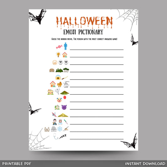 Halloween Emoji Game Printable, Emoji Pictionary Party Game For Adults, Halloween Party Decor, Fun Halloween Party Games Instant Download