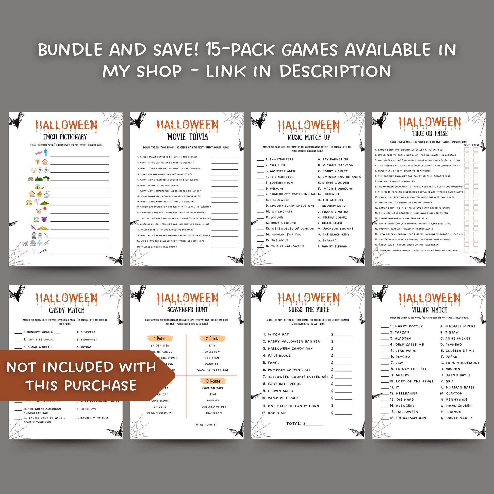 Halloween Emoji Game Printable, Emoji Pictionary Party Game For Adults, Halloween Party Decor, Fun Halloween Party Games Instant Download