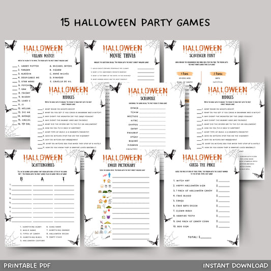 Halloween Party Games Printable, Party Games Bundle Teens/Adults, Halloween Theme Fun Party Games, Teen Party Games, Emoji Pictionary Quiz