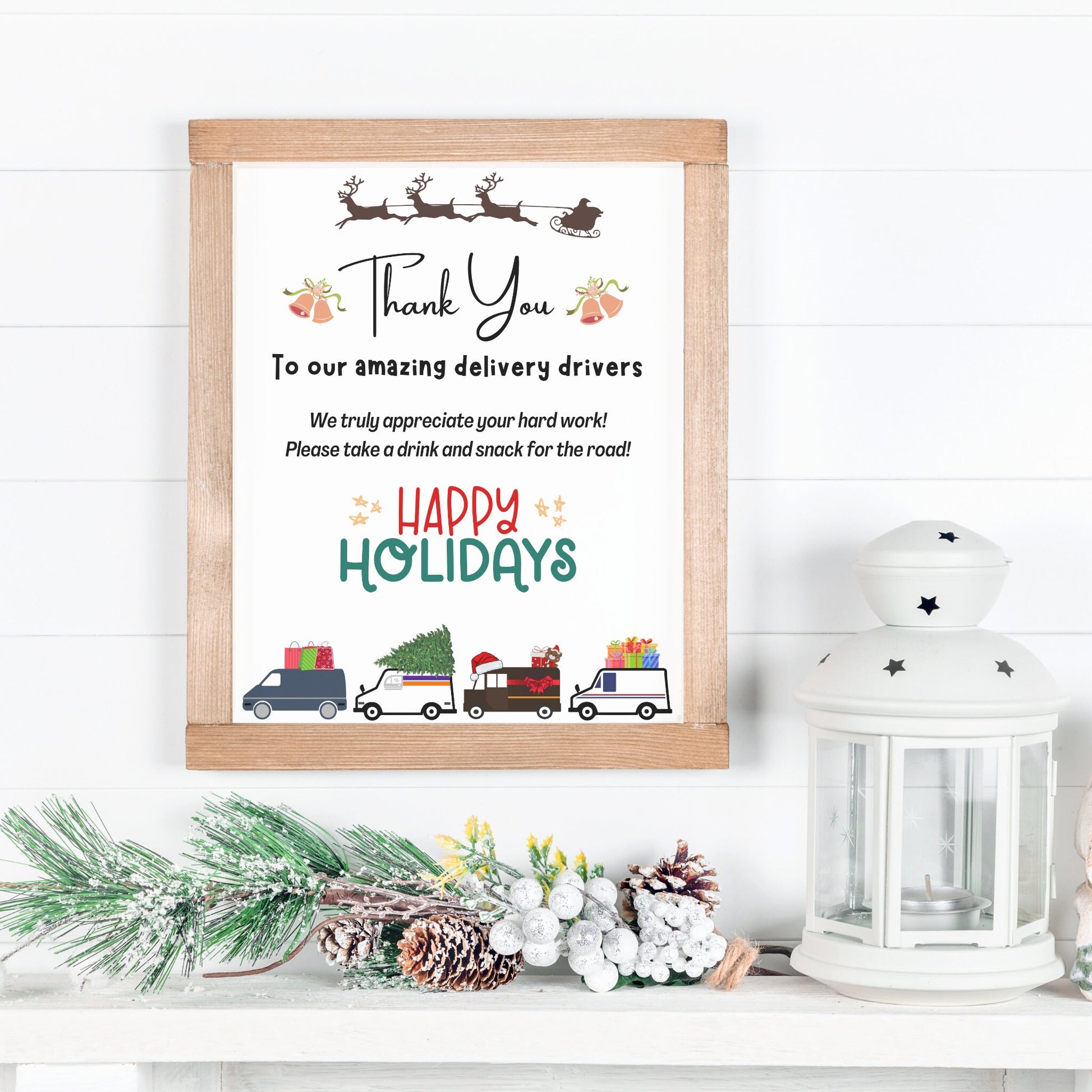 Delivery Driver Appreciation Sign, Delivery Driver Thank You Snack & Drink Sign, Mail Carrier Treat Basket Printable Sign, Happy Holidays